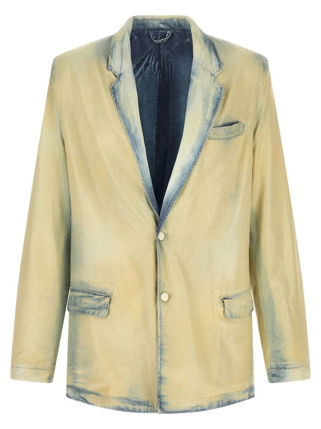 DIESEL Beige Distressed Notched Lapel Blazer-picture-23