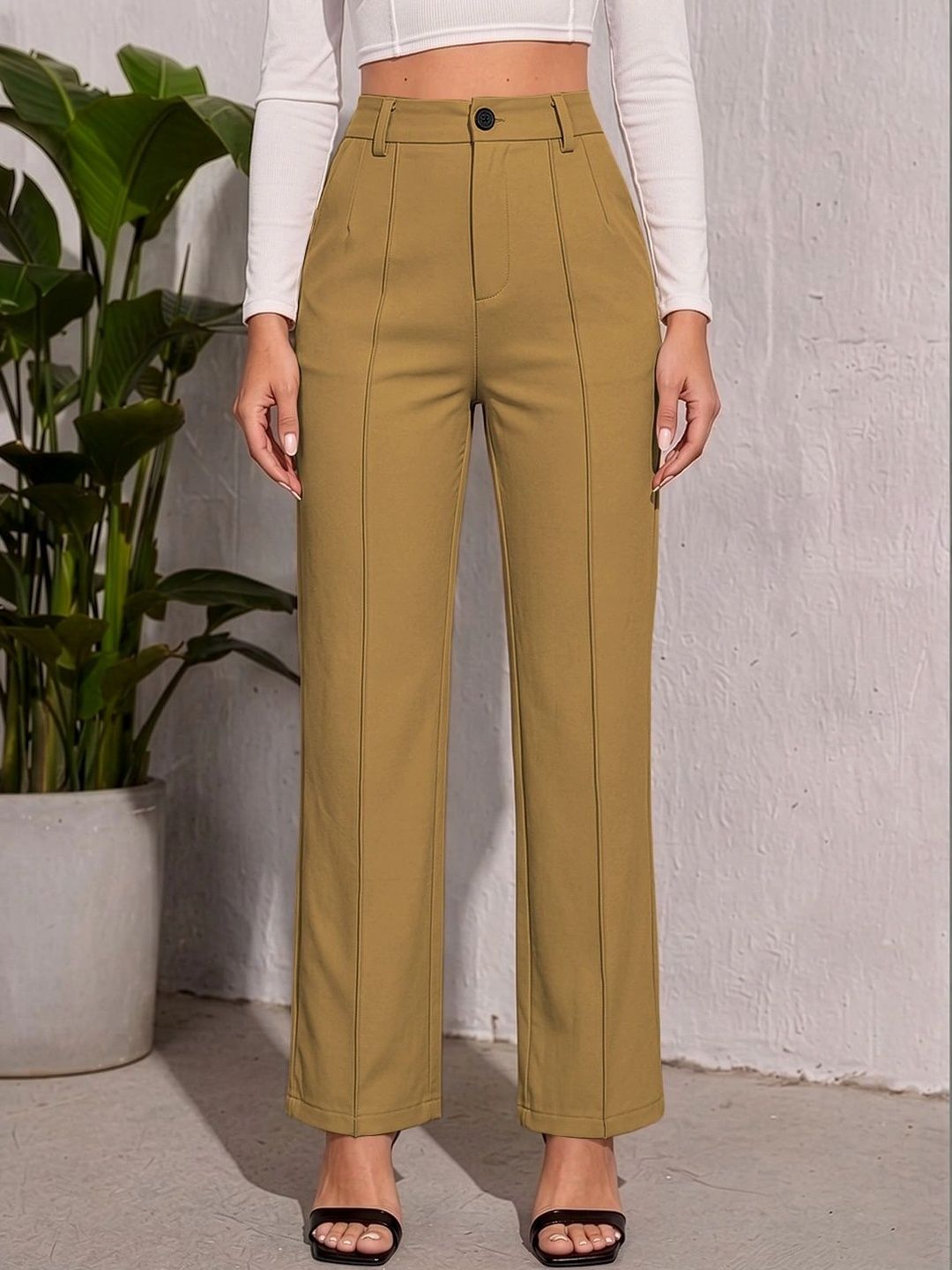 Maheshvi Women Straight Fit High-Rise Trousers-picture-29