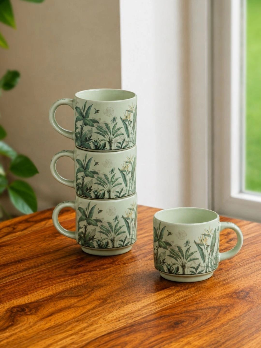 ExclusiveLane Set of 4 Jungle Brew Ceramic Tea Cups-image-19