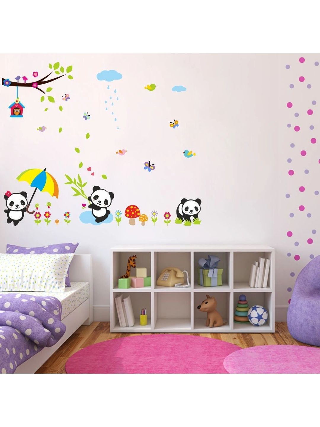 GRAPHICS DECOR Black & Red Tree With Panda & Butterflies Printed Wall Sticker-picture-42