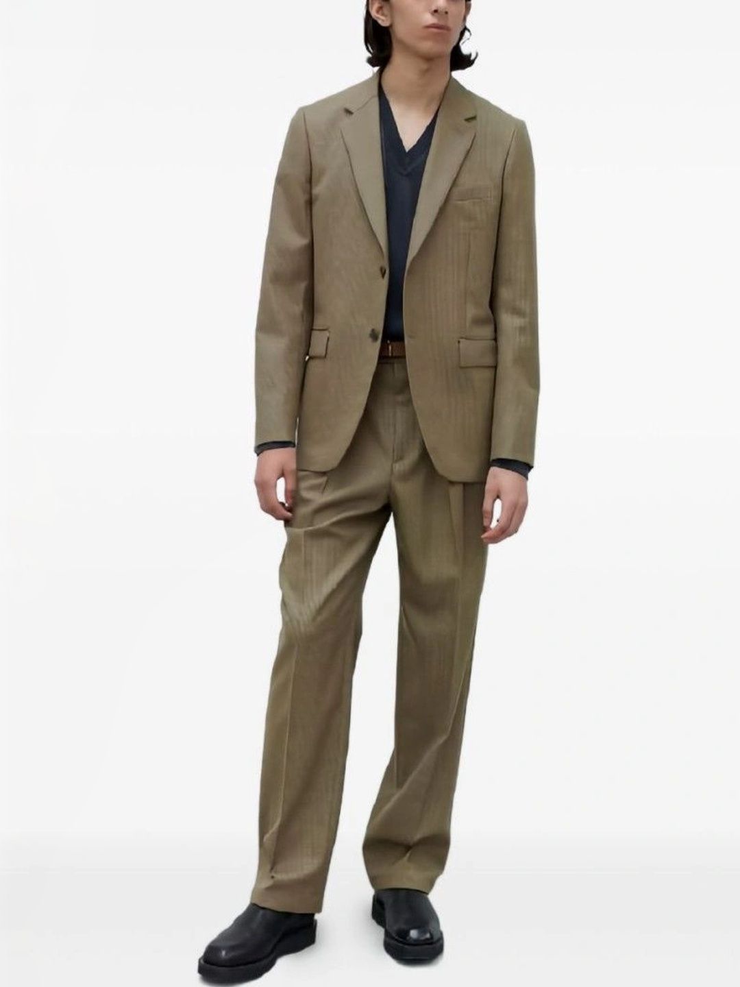 Auralee Beige Wool Single-breasted Blazer Jacket-image-15