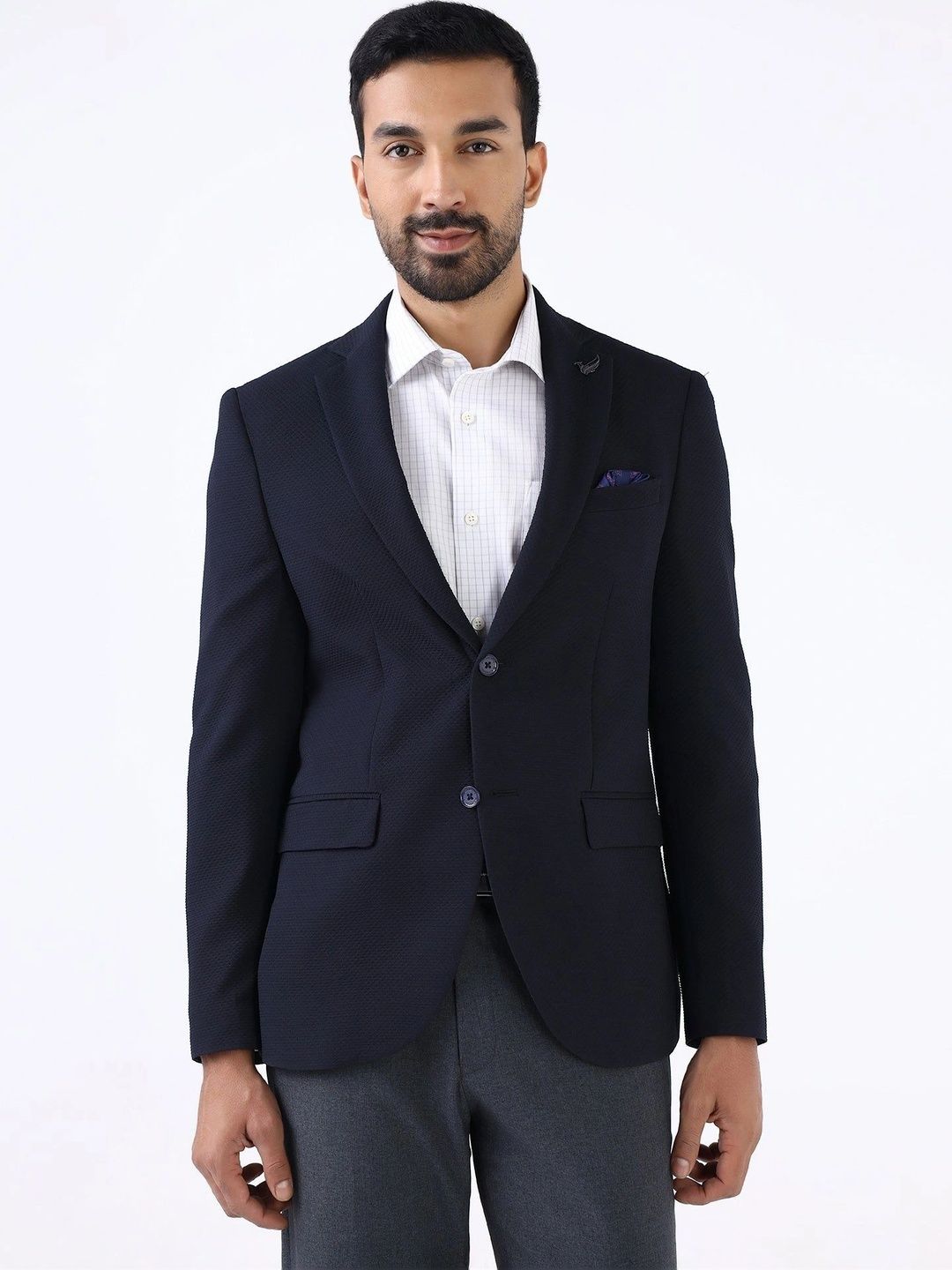 Blackberrys Self Design Notched Lapel Single-Breasted Slim Fit Formal Blazers-picture-35