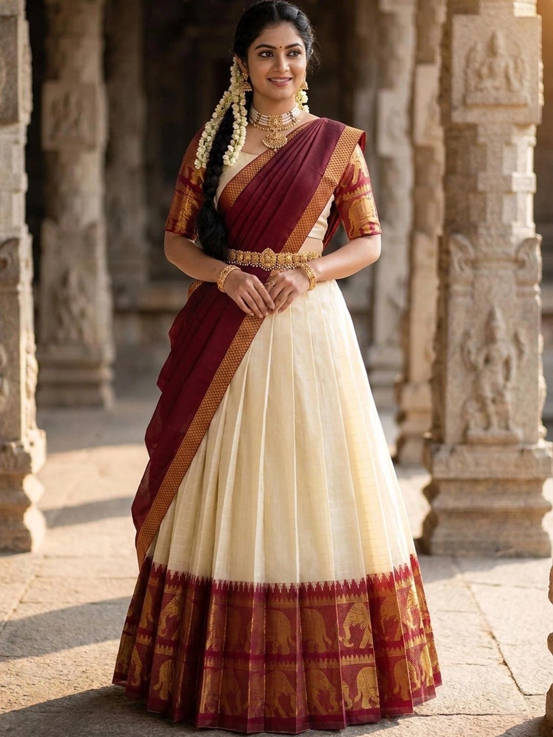 DRIP CHOWK Semi-Stitched Lehenga & Unstitched Blouse With Dupatta-image-15