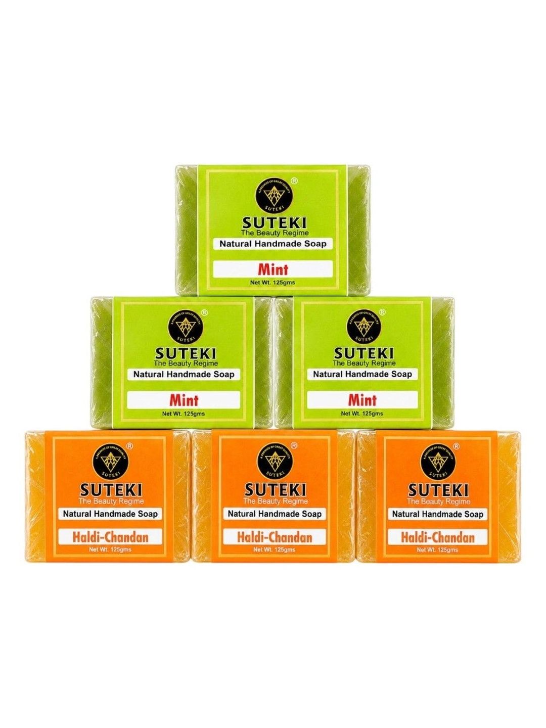 SUTEKI Set Of 6 Mint & Haldi-Chandan Glycerin Soap - 125 g Each-picture-49