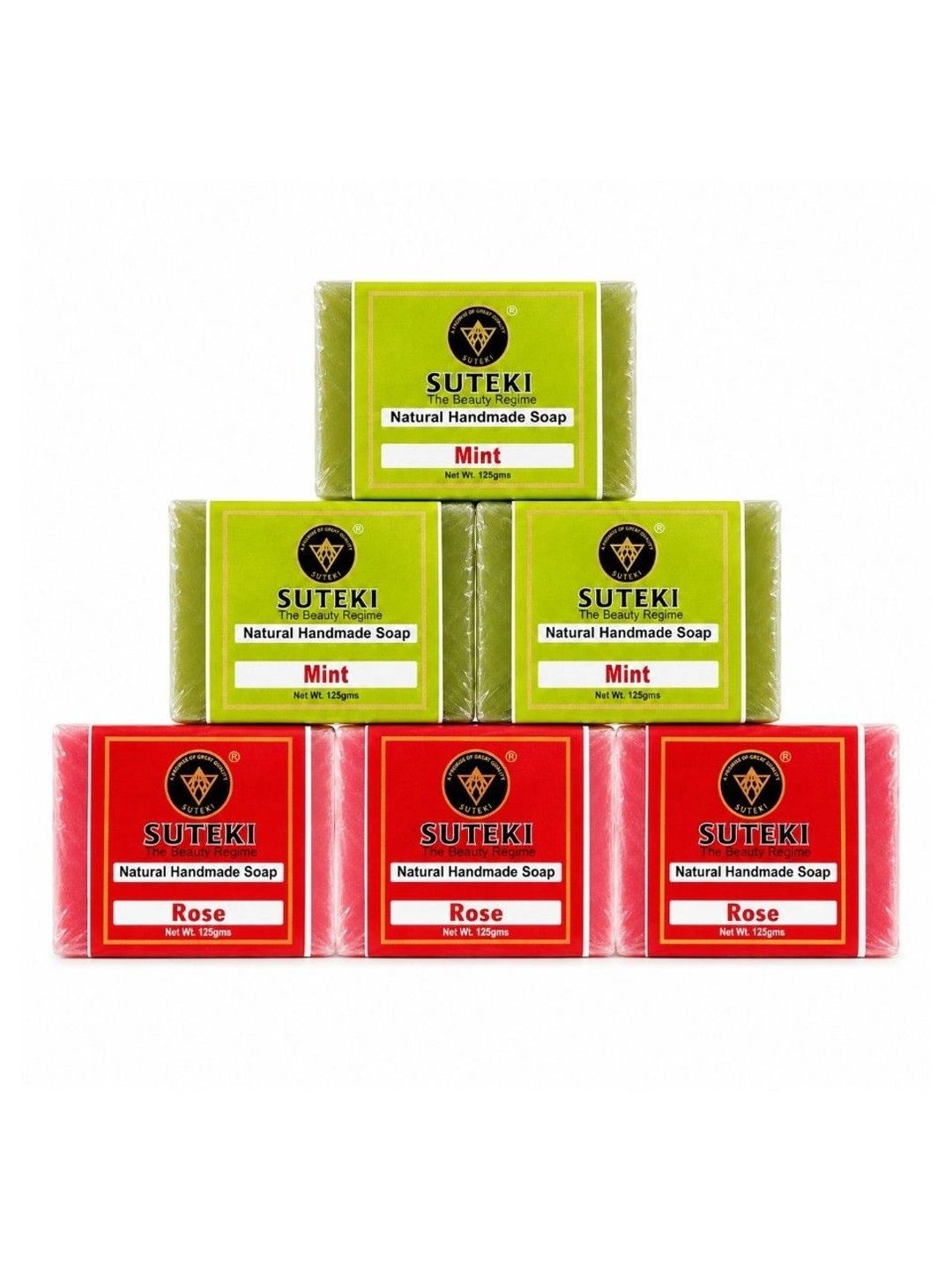 SUTEKI Set Of 6 Mint & Rose Glycerin Soap - 125 g Each-picture-49