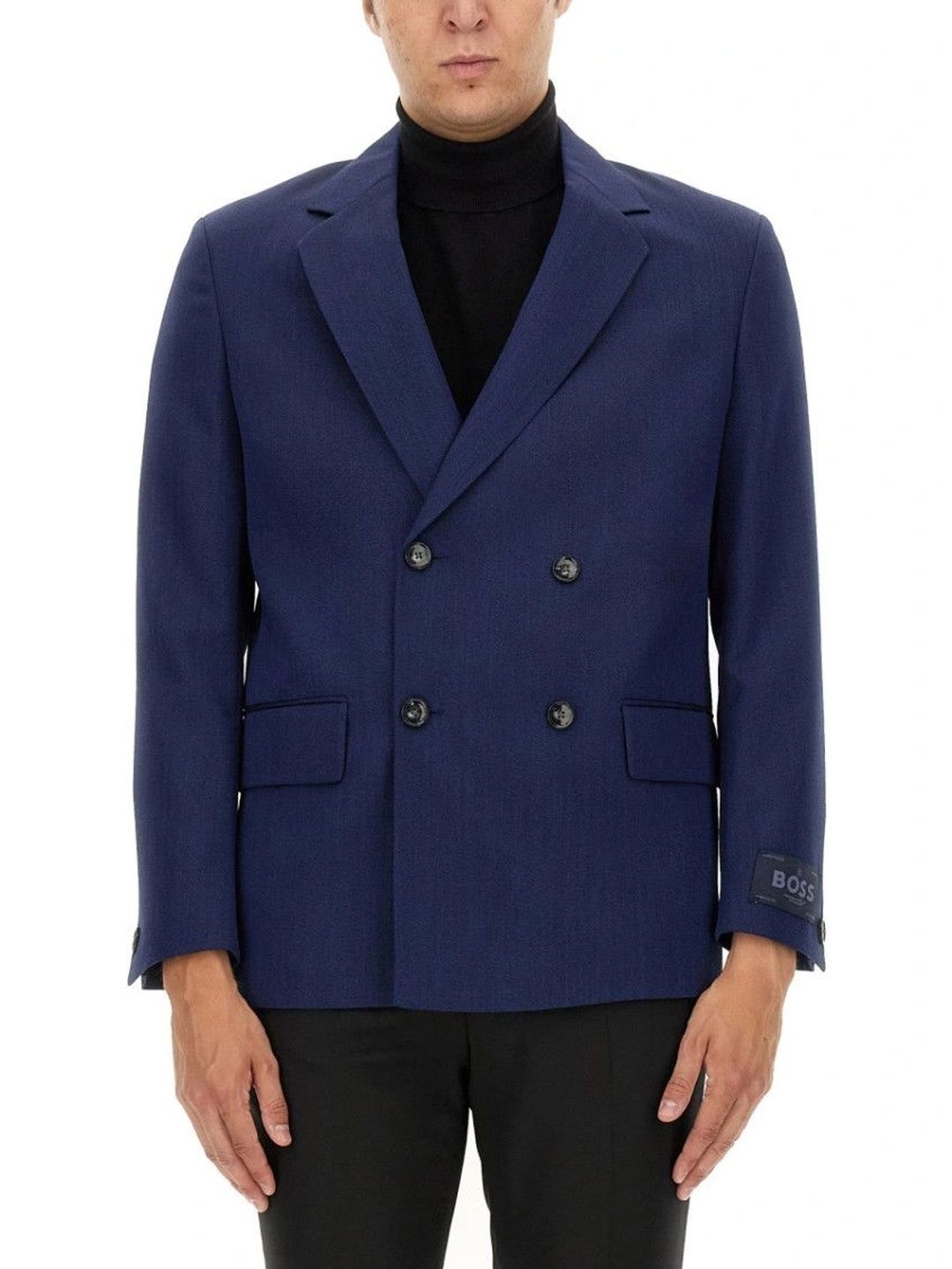 BOSS Navy Blue Solid Blazer-picture-41