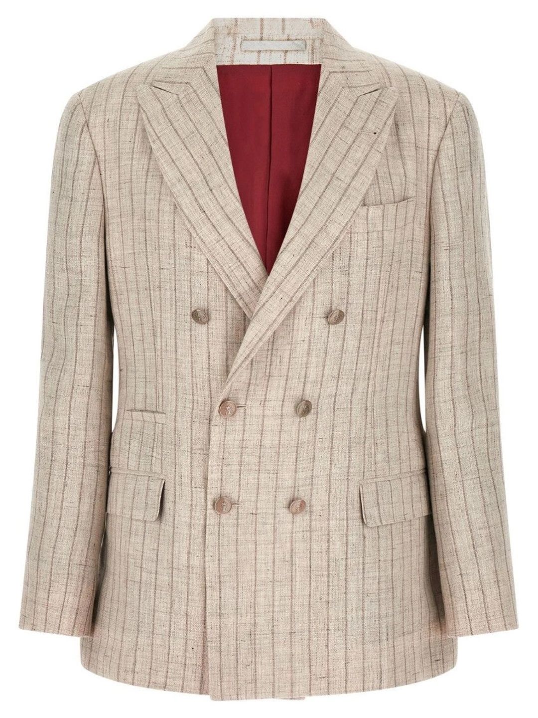 Brunello Cucinelli Beige Peaked Lapel Blazer-picture-23