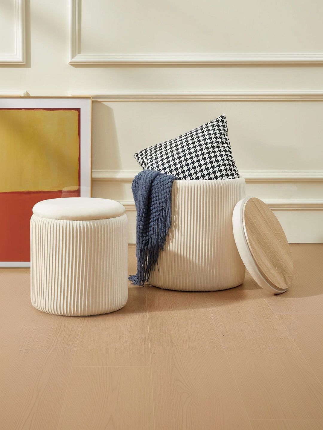 THE ARTMENT Pack Of 2 White Mono Duo Ottomans-picture-34