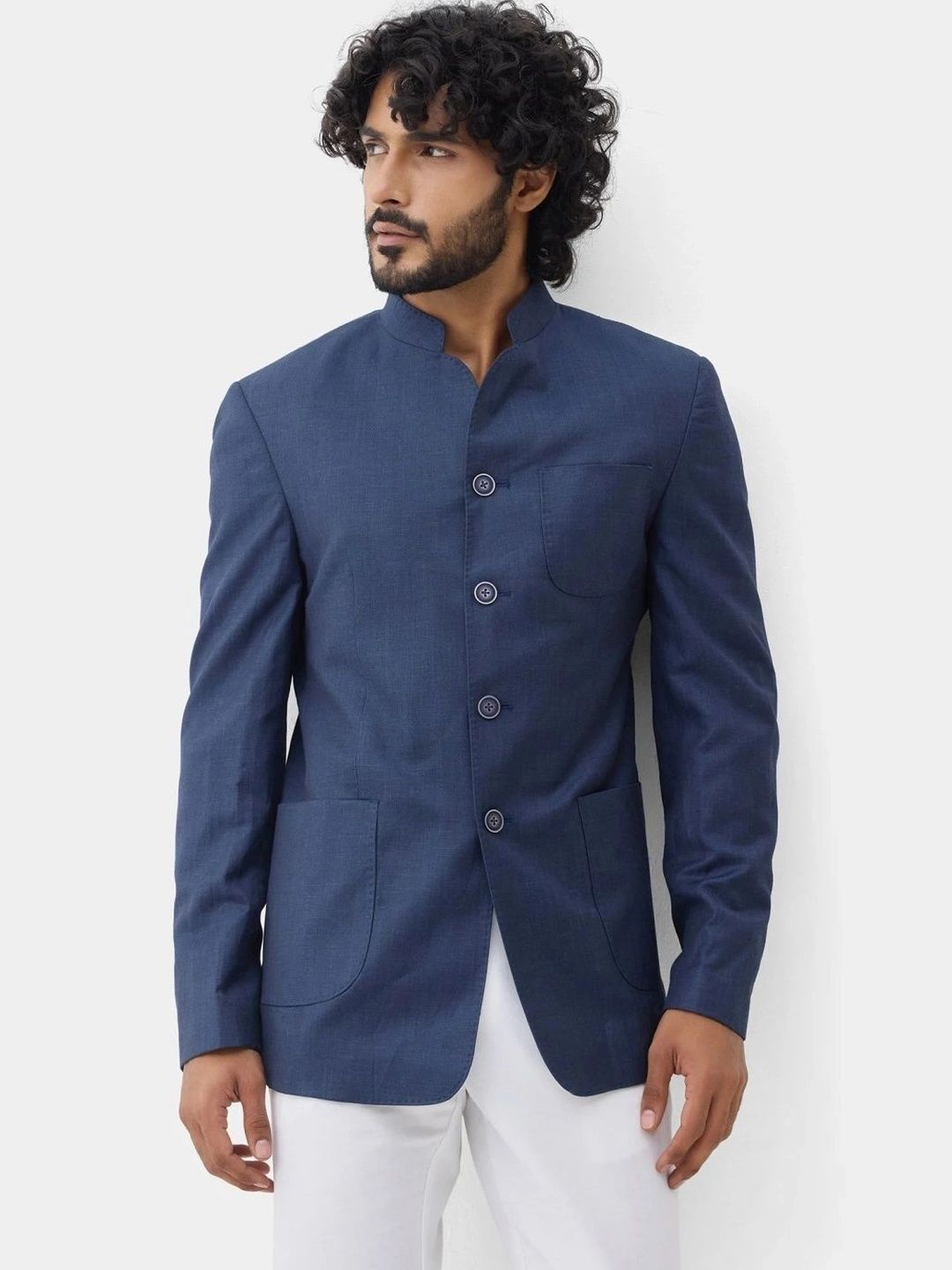 Blackberrys Mandarin Collar Single-Breasted Slim Fit Formal Blazers-picture-38