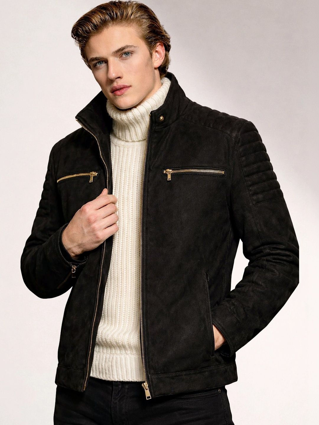 Leather Retail Men Suede Outdoor Biker Jacket-picture-57
