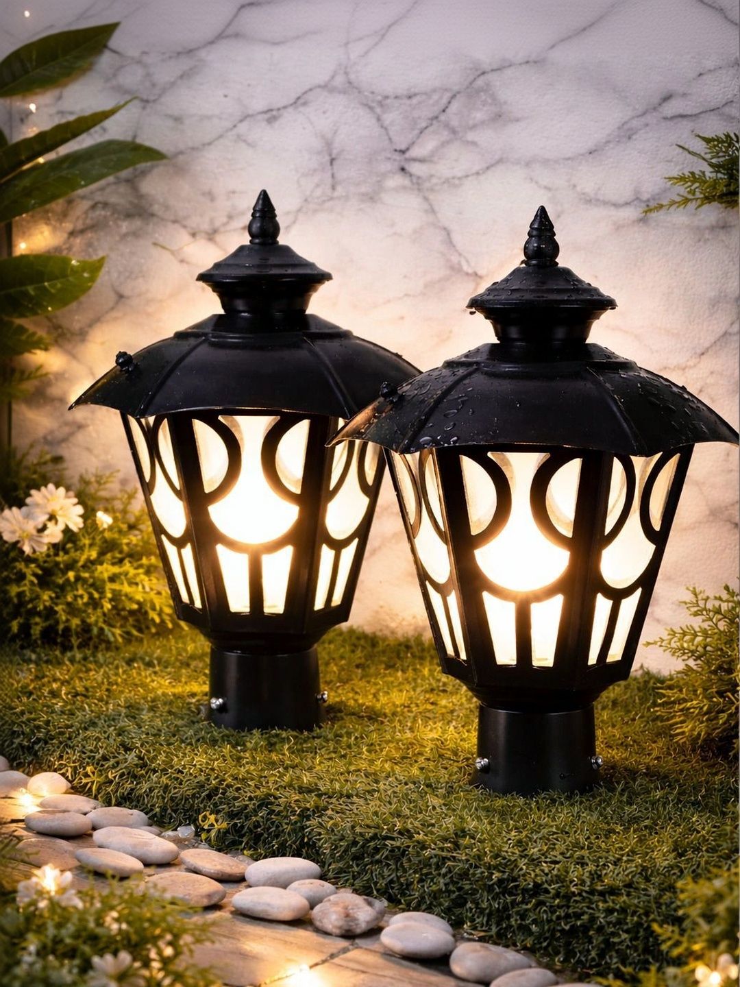 ENORMITY 2-Pcs Black & White Frustum Outdoor Lamps-picture-29