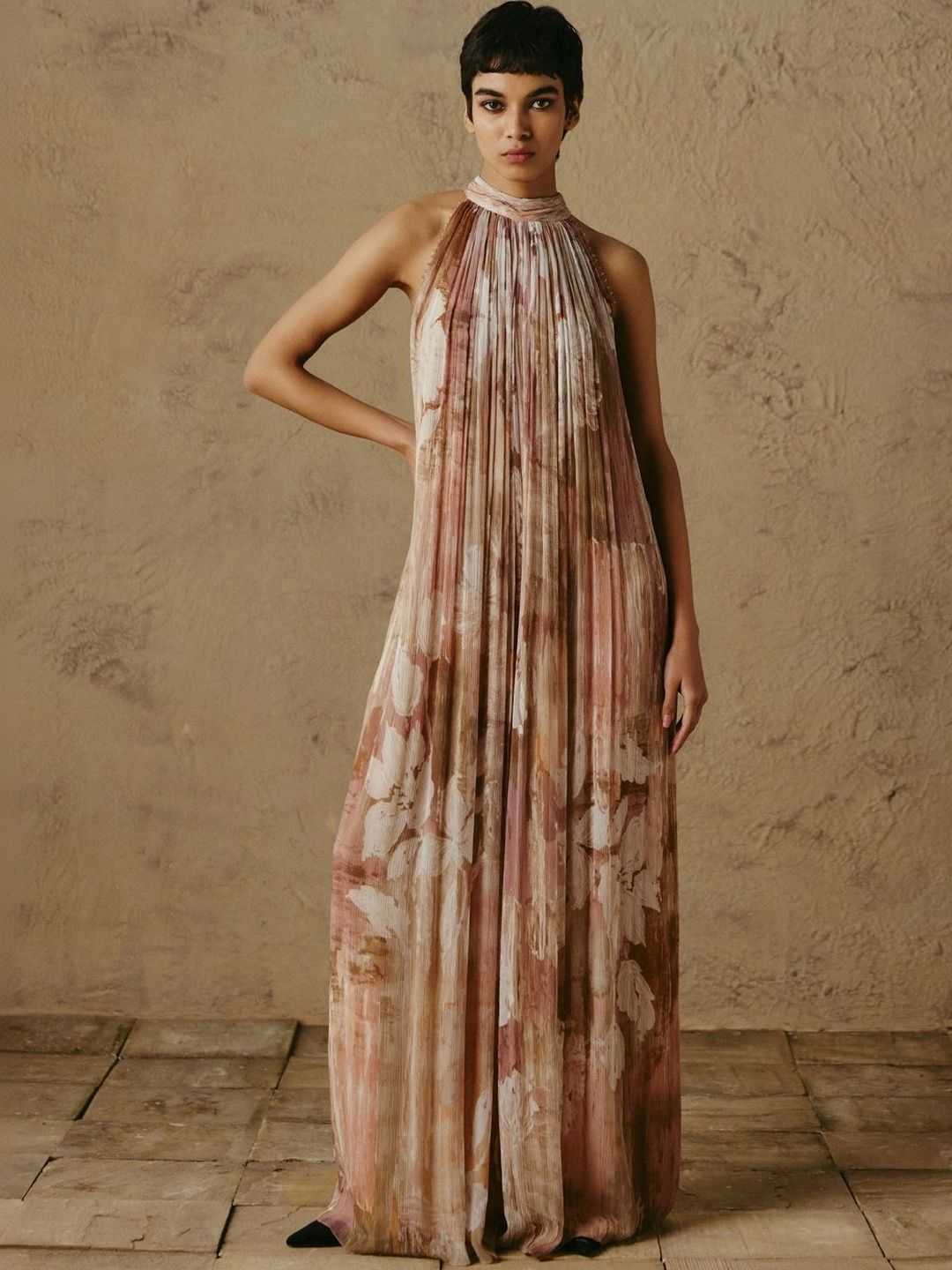OTT Tarun Tahiliani Halter Neck Printed Basic Jumpsuit-picture-29
