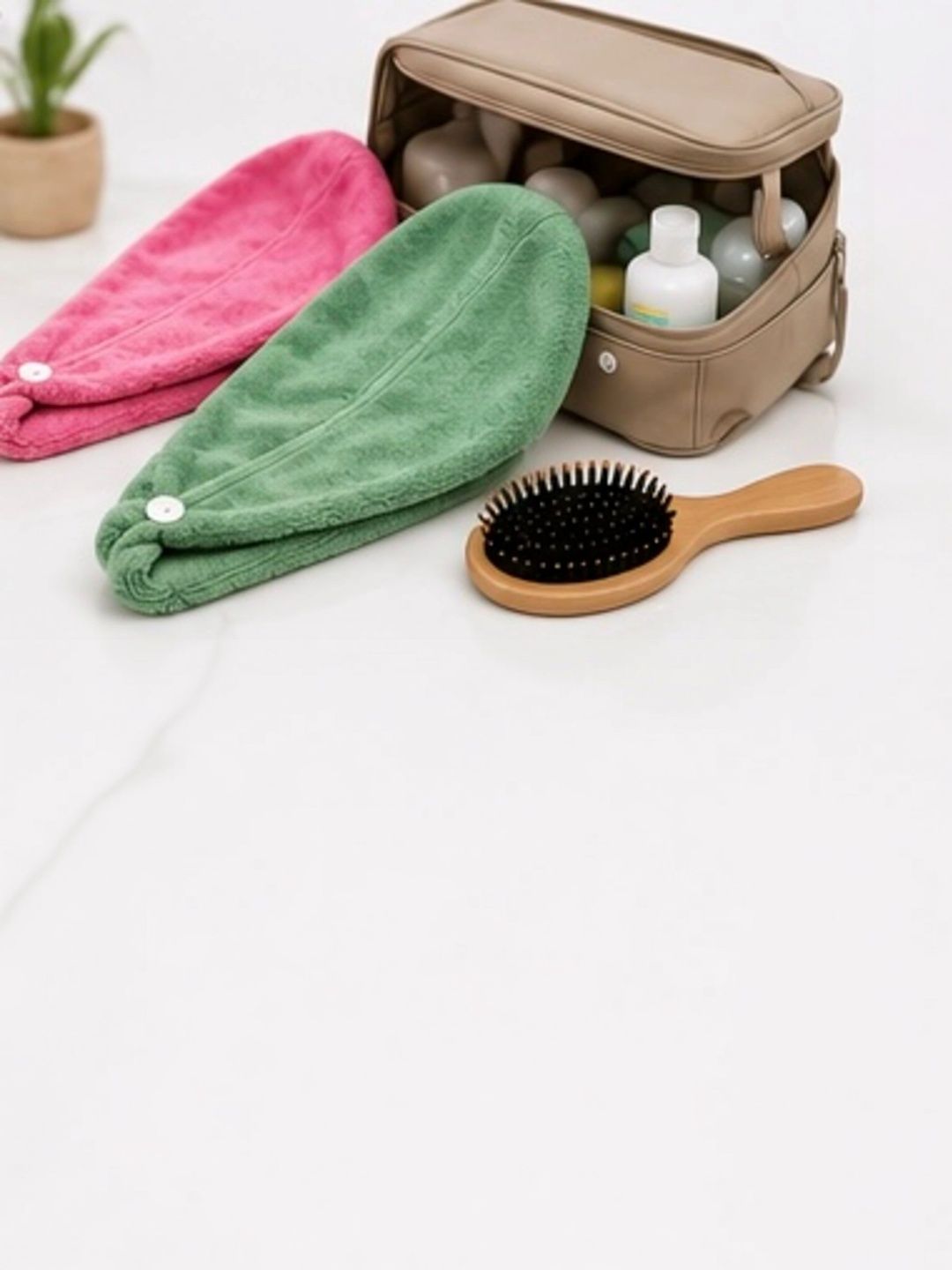 NISRAG HOME Green & Pink 2 Piece Other 250 GSM Towel Set-image-47