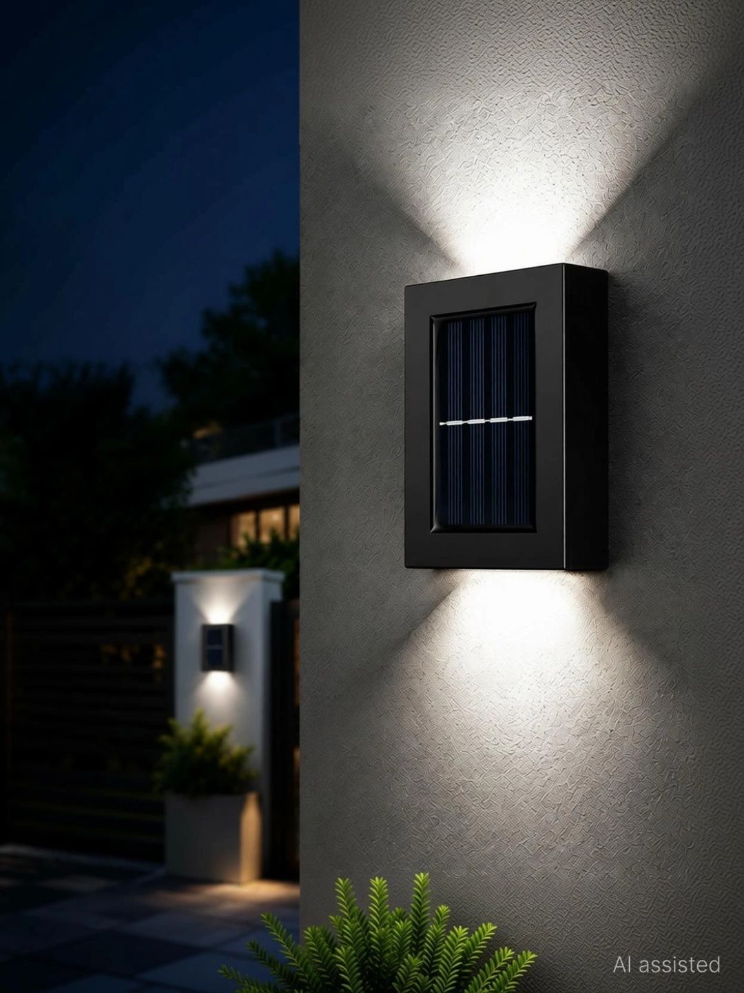 ENORMITY Black 2-Way Solar Wall Light Outdoor Lamps-image-19