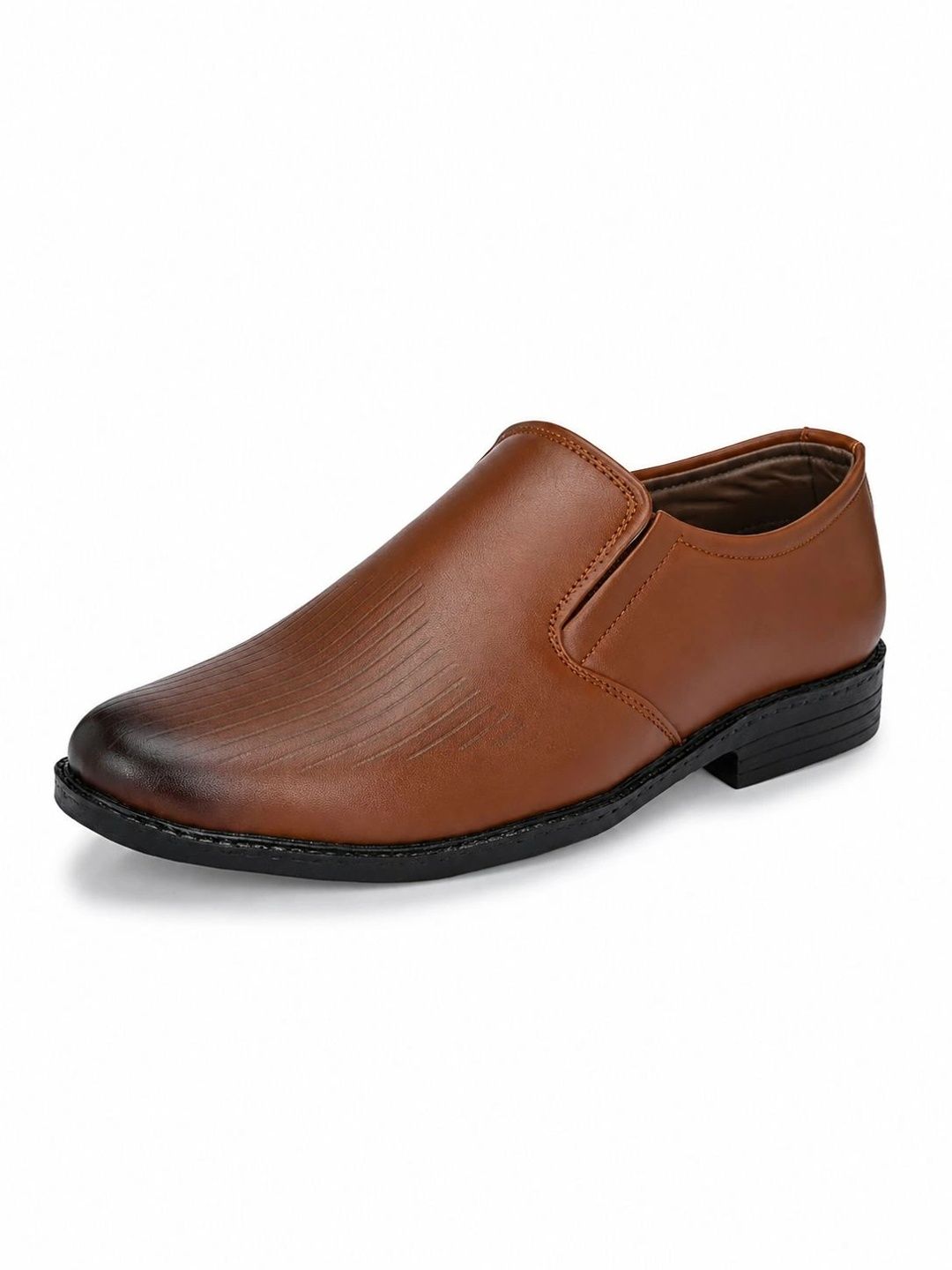INVICTUS Men Textured Round Toe Formal Slip-On Shoes-image-13