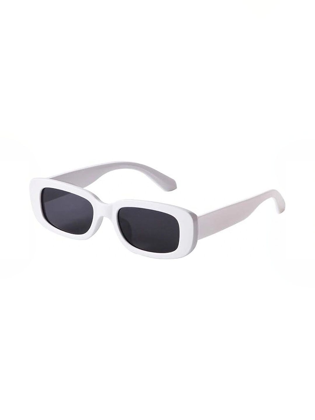 YOUTH CLUB Unisex Black Lens & White Rectangle Sunglasses with-picture-23