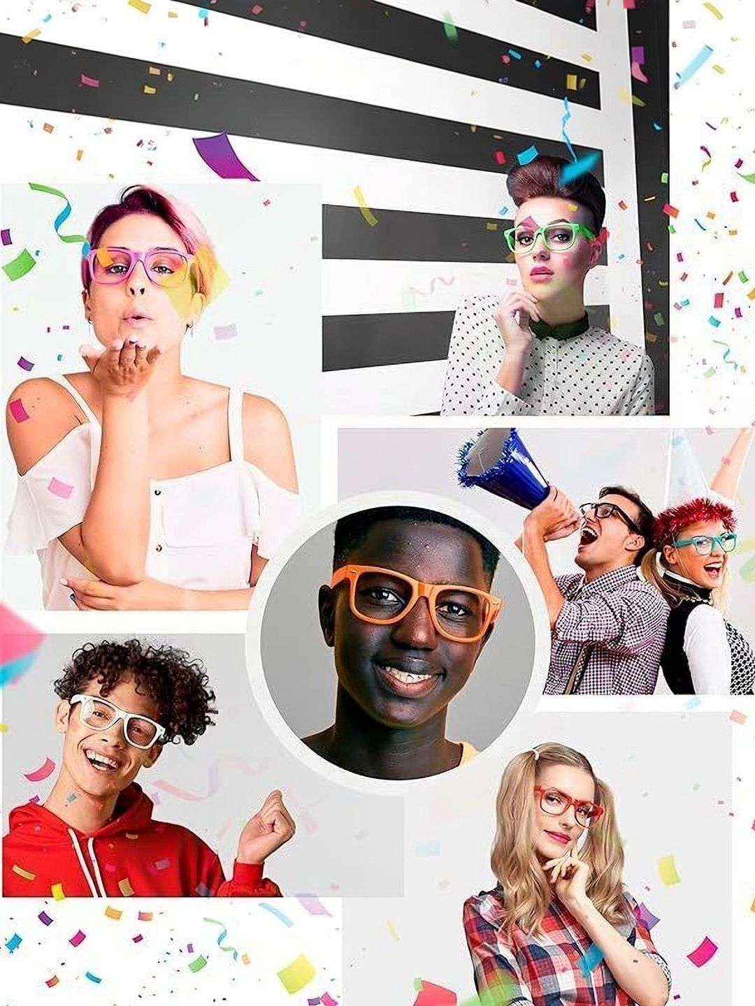 YOUTH CLUB Unisex Clear Lens & Green Square Sunglasses with-picture-15