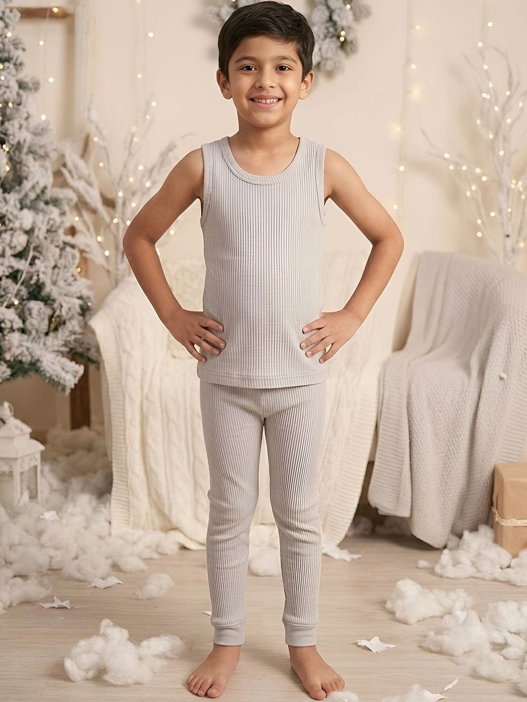 Kanvin Striped Round Neck Thermal Set-picture-33
