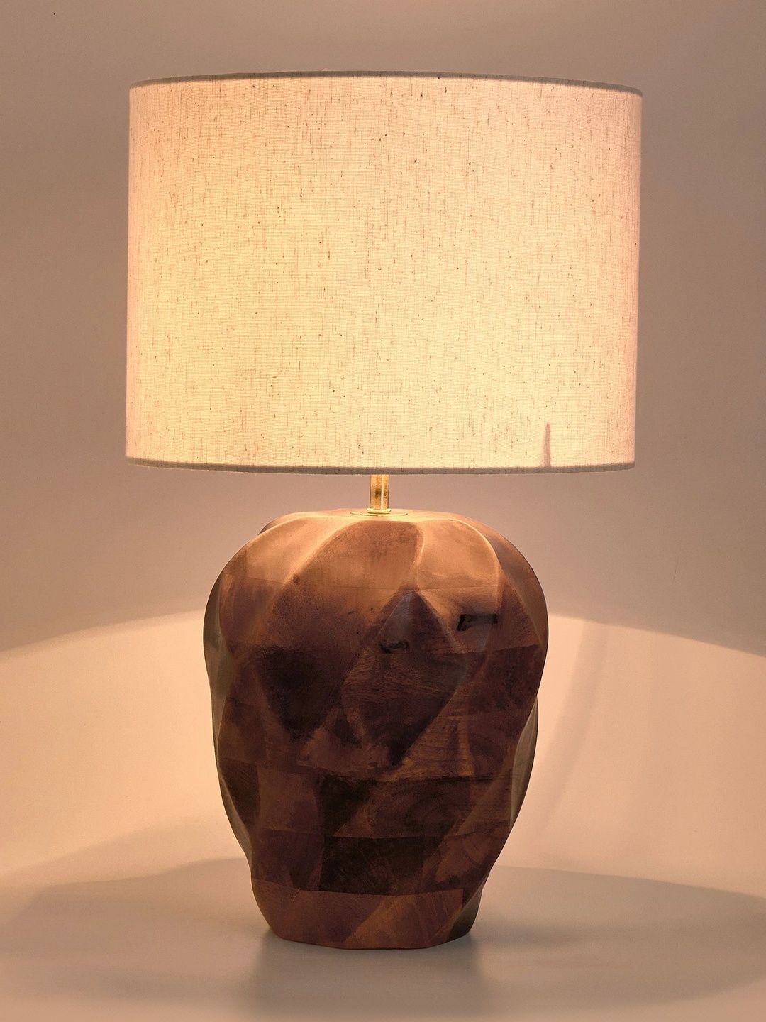 Home Centre Multicoloured Textured Wood Abstract Shaped Table Lamp-picture-14