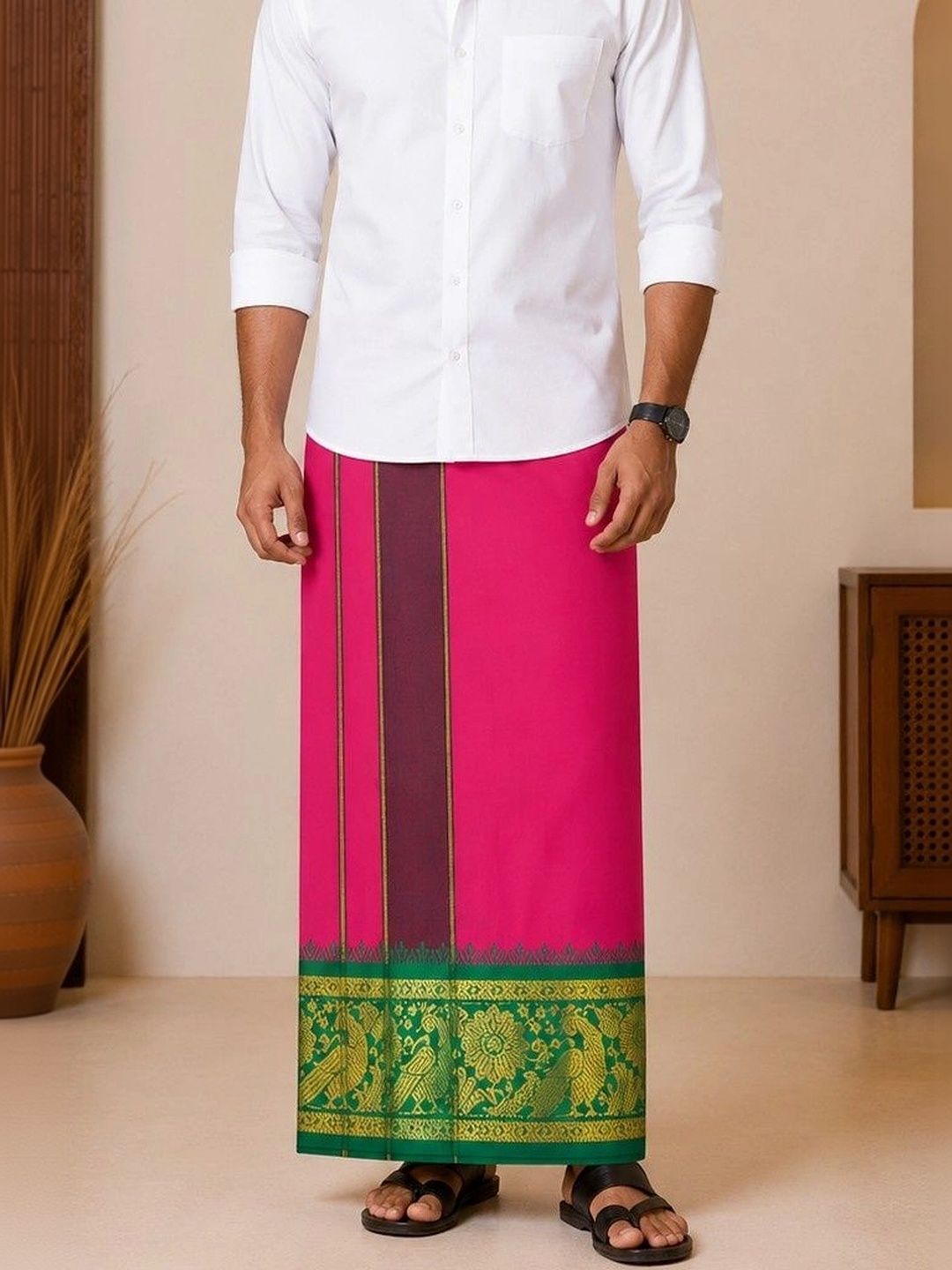 Sharan Elegance Men Embroidered Cotton Dhoti Dhotis-picture-45