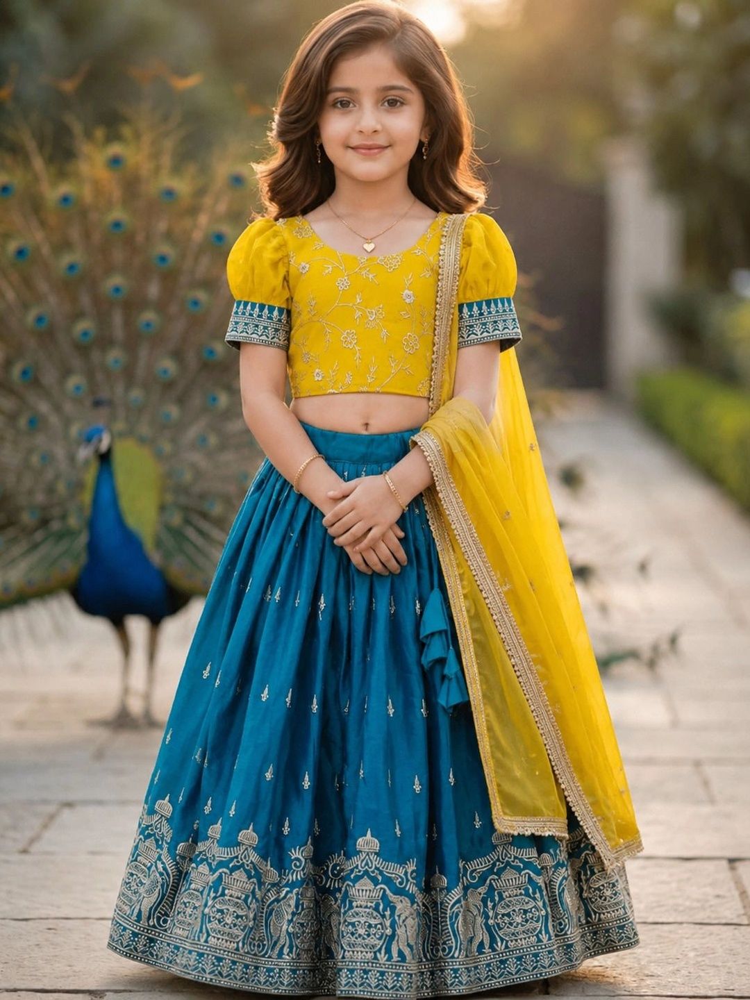 KALINI Girls Embroidered Thread Work Ready to Wear Lehenga & Blouse With Dupatta-picture-35