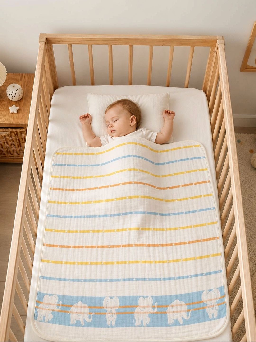 Teri Beri White Striped AC Room 300 GSM Blanket-picture-33