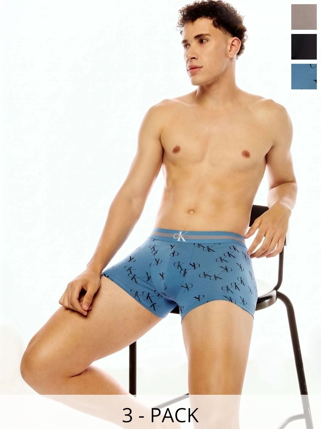 Calvin Klein Underwear Pack of 3 Cotton Assorted Printed Trunks-picture-57