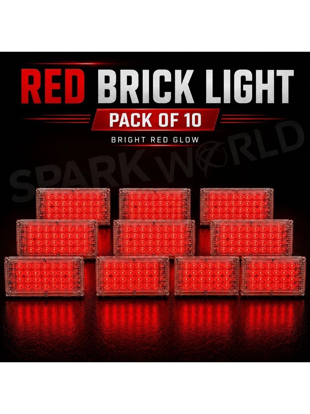 ENORMITY 10-Pcs Red 50W Brick Light Rectangle Outdoor Lamps-image-27