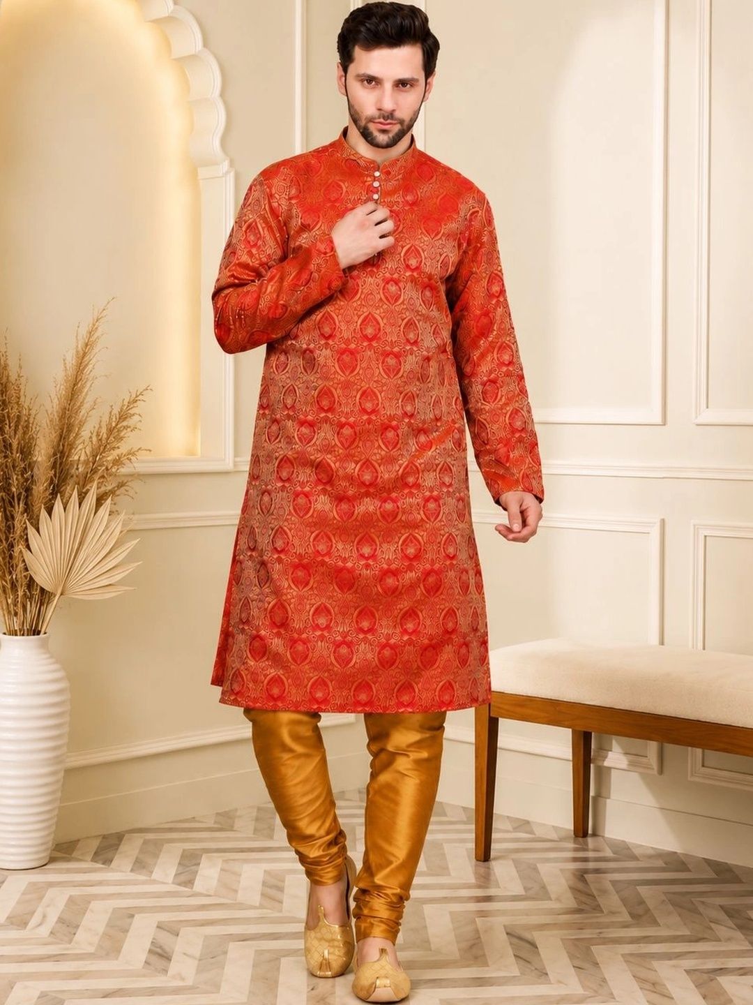 Sydney Heights Men Ethnic Motifs Regular Kurta with Churidar-picture-39