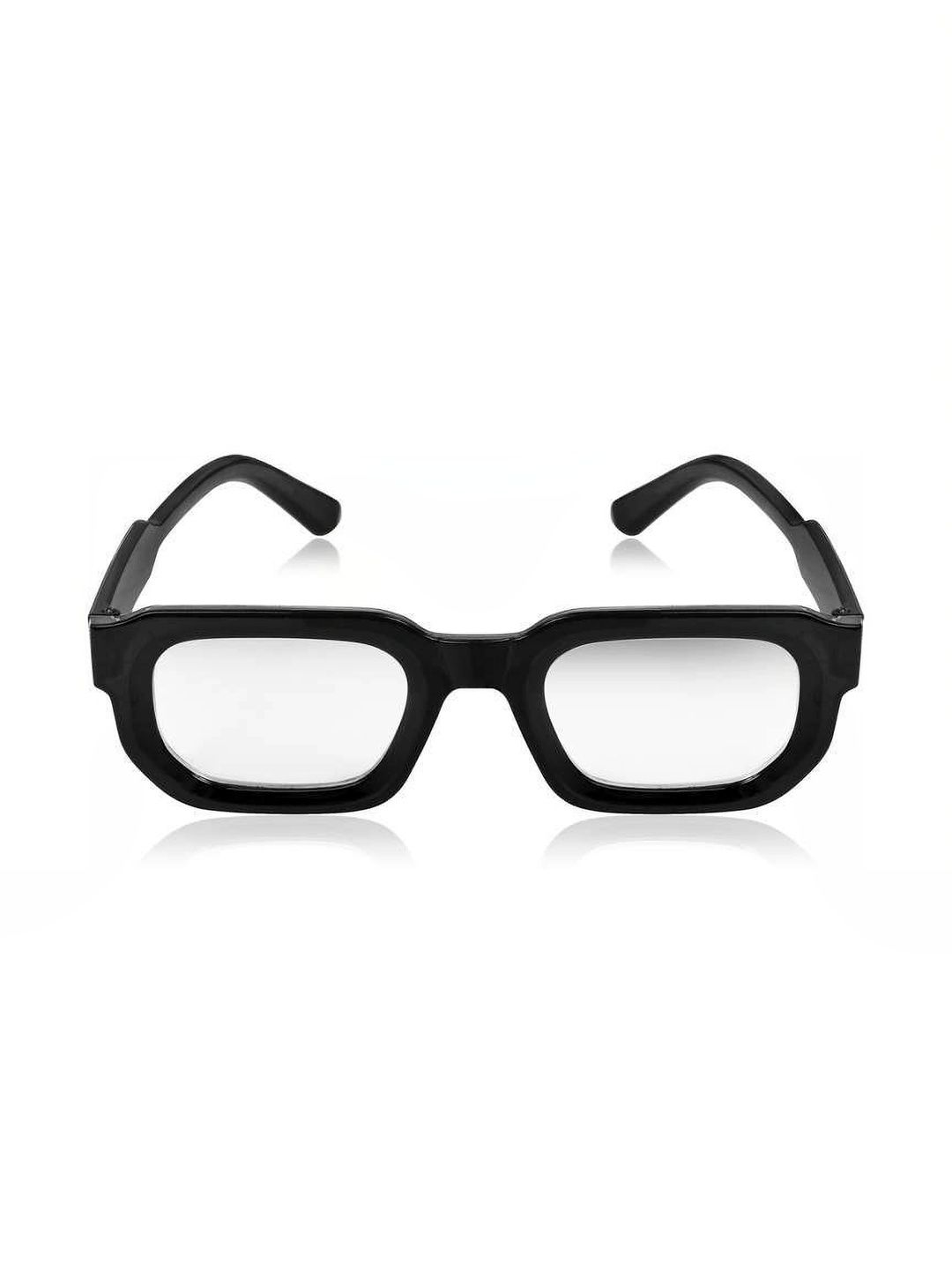 YOUTH CLUB Unisex Clear Lens & Black Square Sunglasses with-picture-46