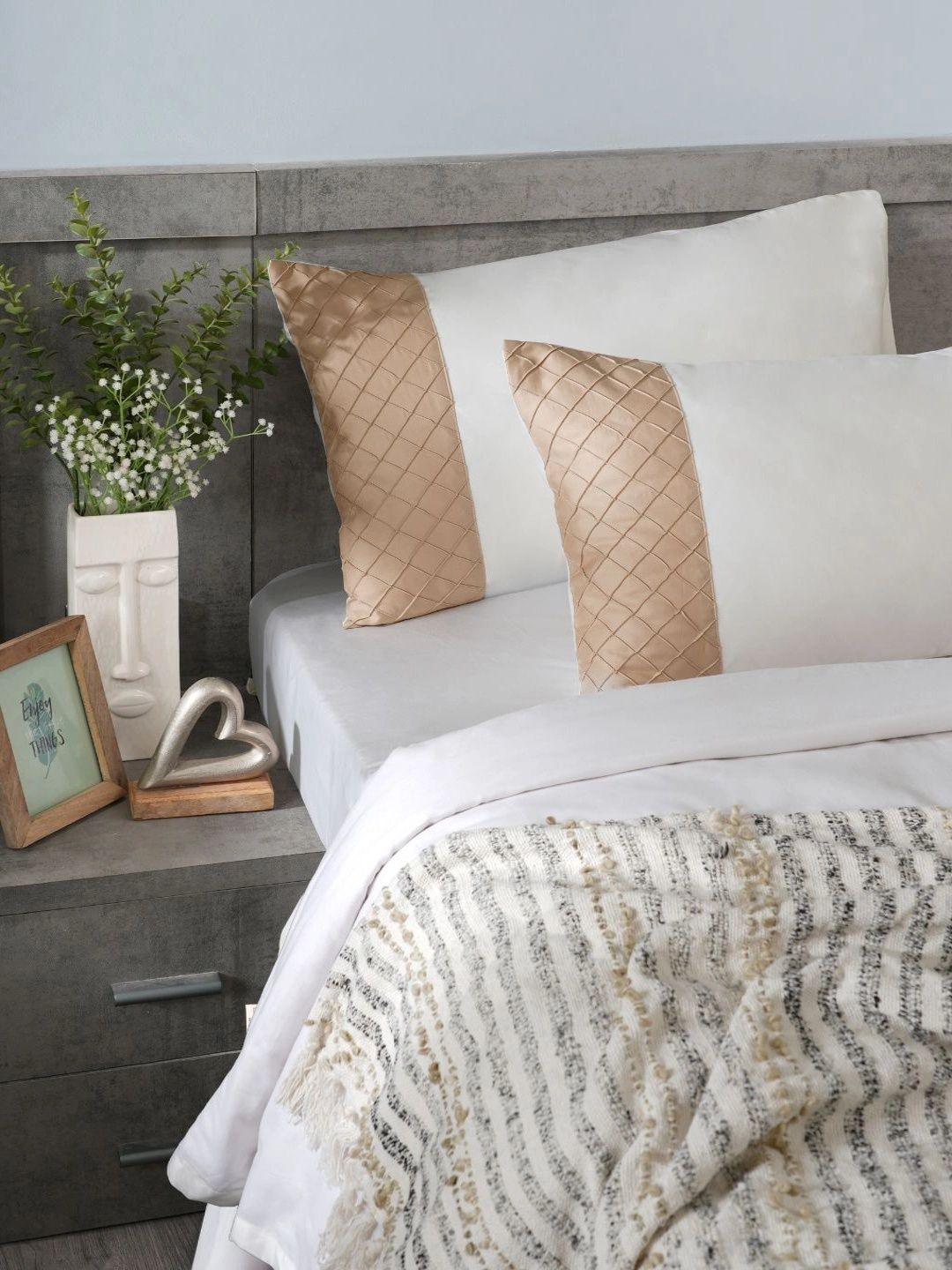 House of Owlet Taupe 300 TC Bedsheet with 2 Pillow Covers-image-47