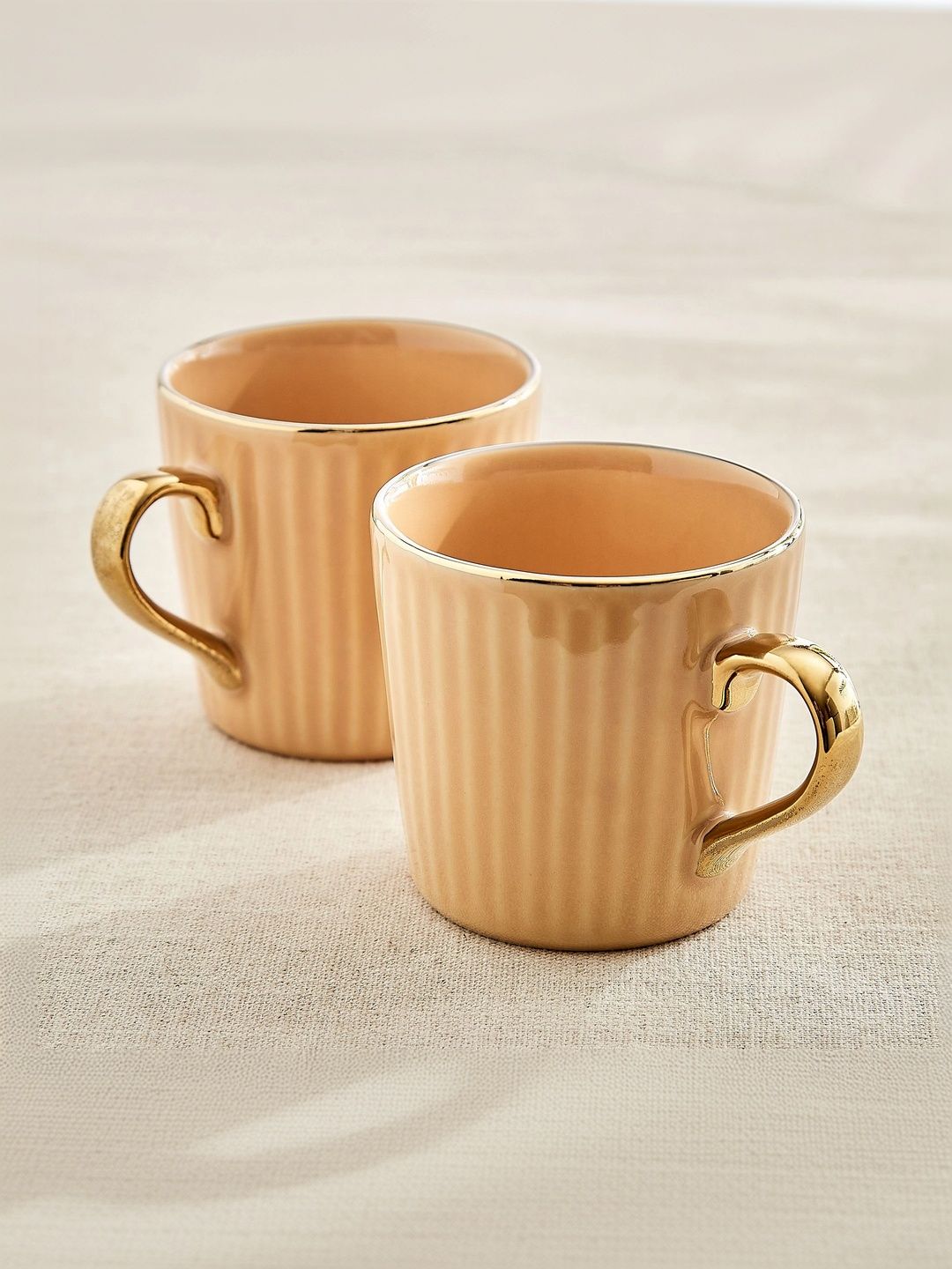 Home Centre Beige Crafted Ceramics Textured Porcelain Glossy Mugs Set of Cups and Mugs-picture-17