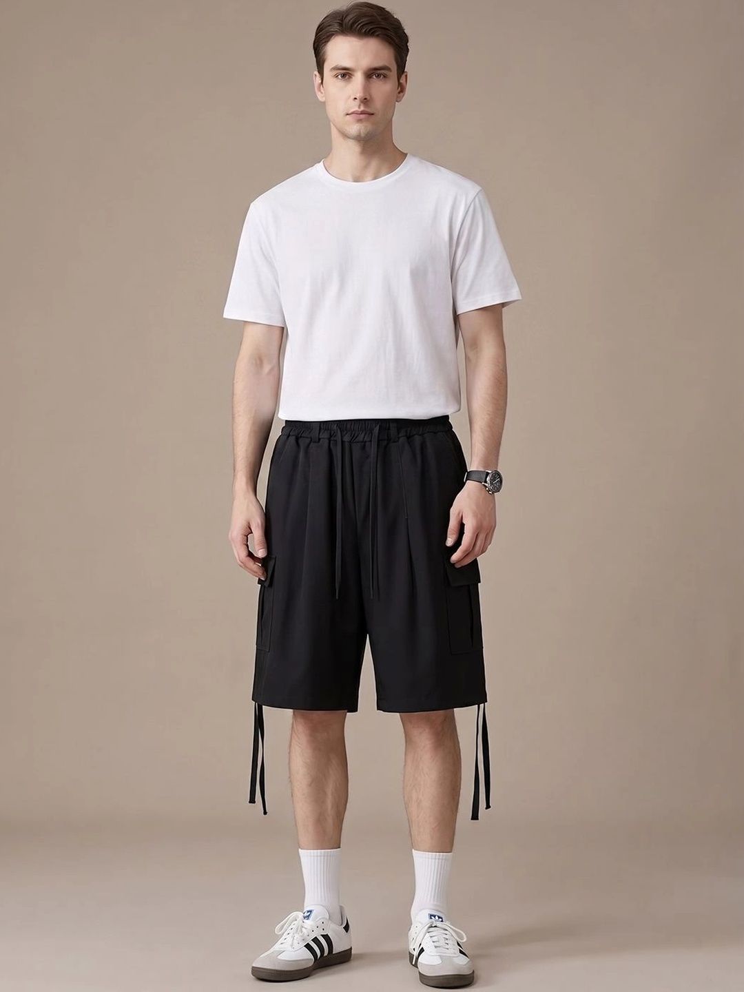 Suo Men Loose Fit Low-Rise Cargo Shorts-picture-12