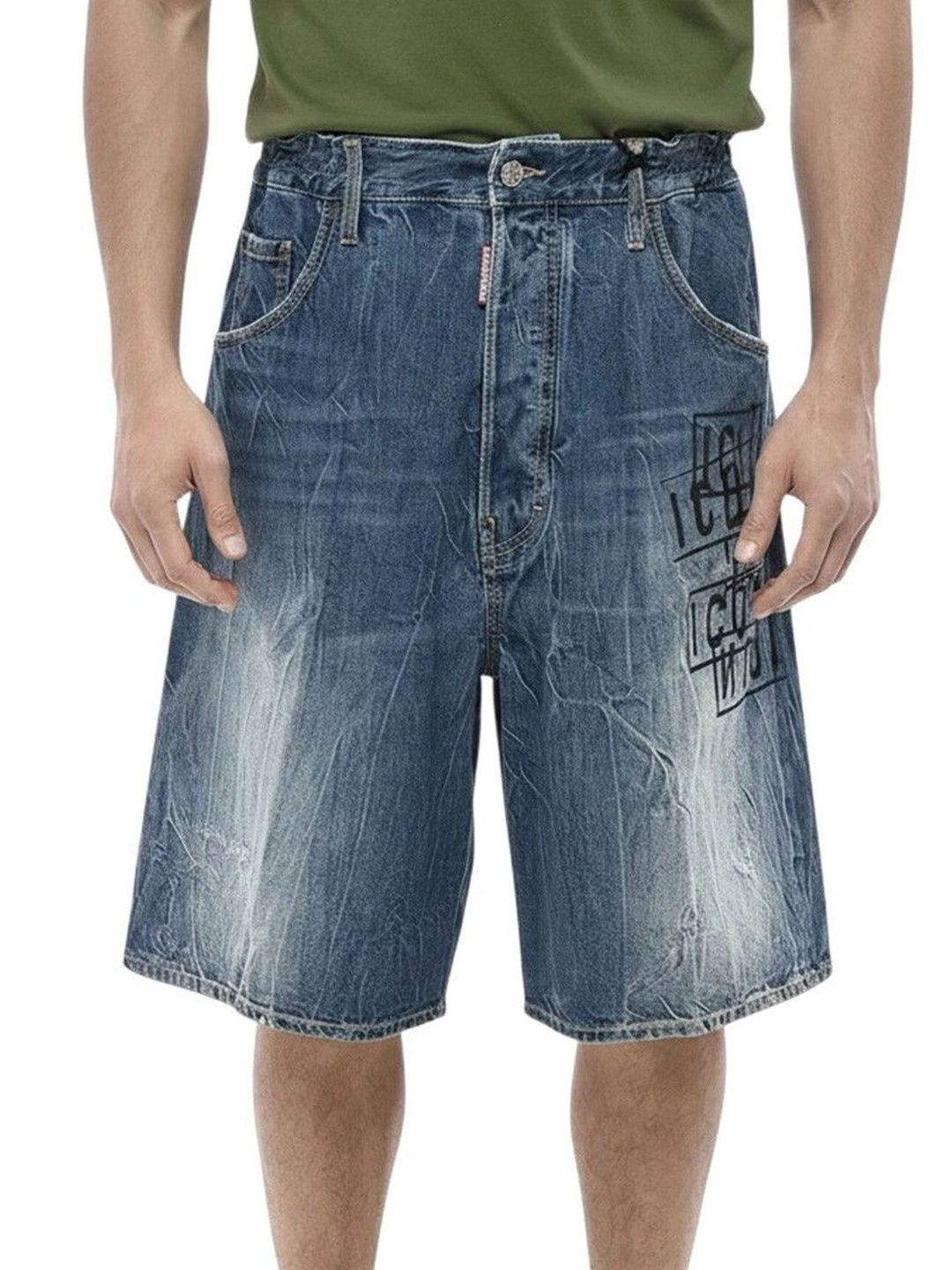 Dsquared2 Men Washed Loose Fit Denim Shorts Technology-picture-34