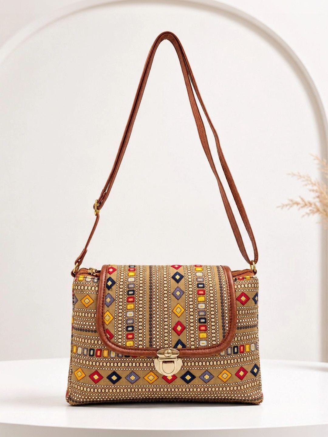 HERE&NOW Geometric Printed Sling Bag-image-13