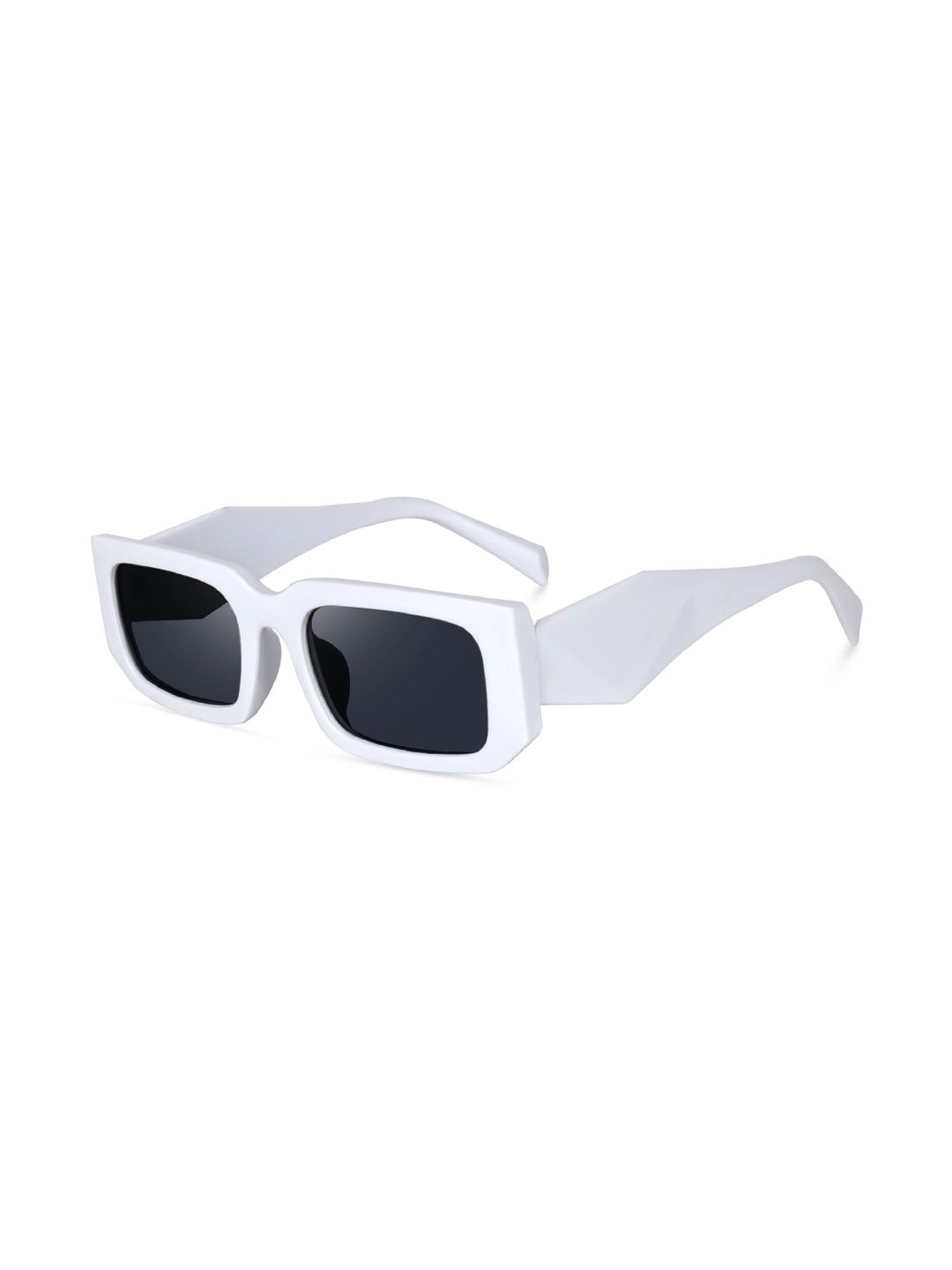 YOUTH CLUB Unisex Black Lens & White Rectangle Sunglasses with-picture-49
