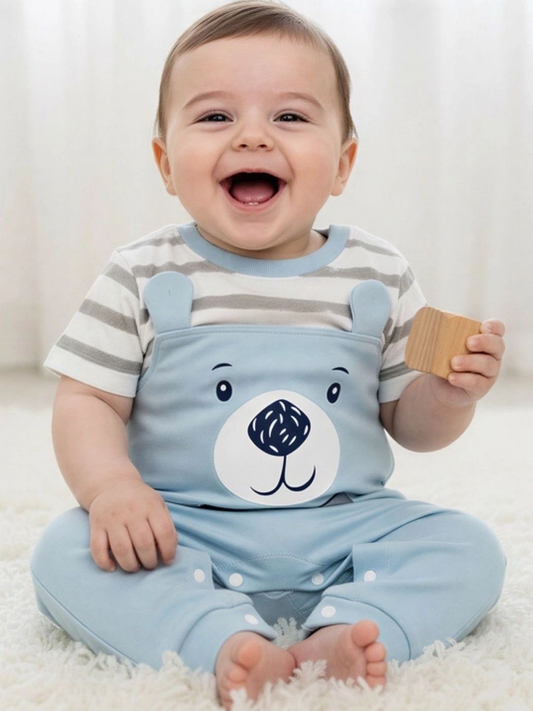 Toddle and Care Boys Striped Basic Jumpsuit with Applique-picture-11