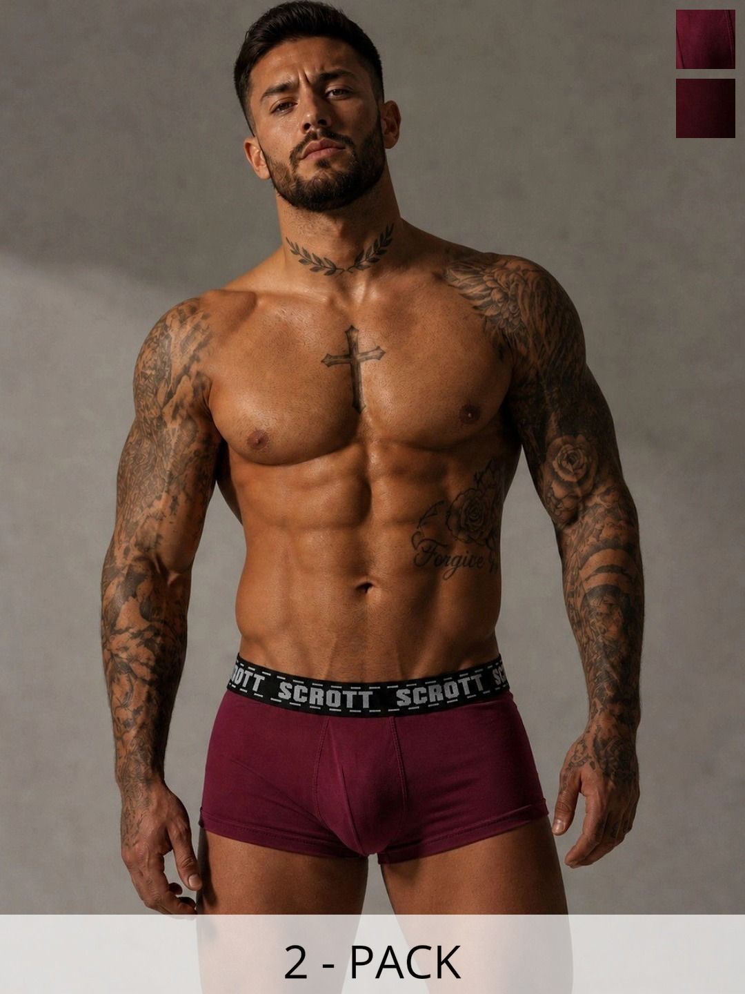 SCROTT FITNESS Pack of 2 Cotton Solid Trunks-picture-11