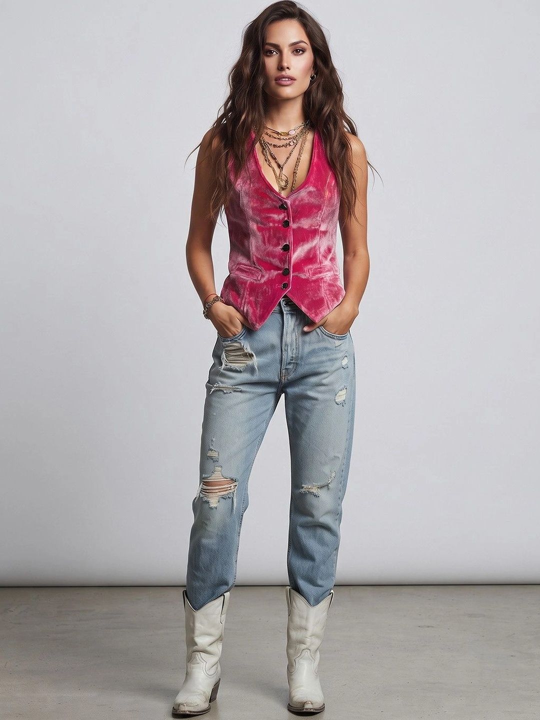 Suo V-Neck Velvet Casual Waistcoat-picture-13