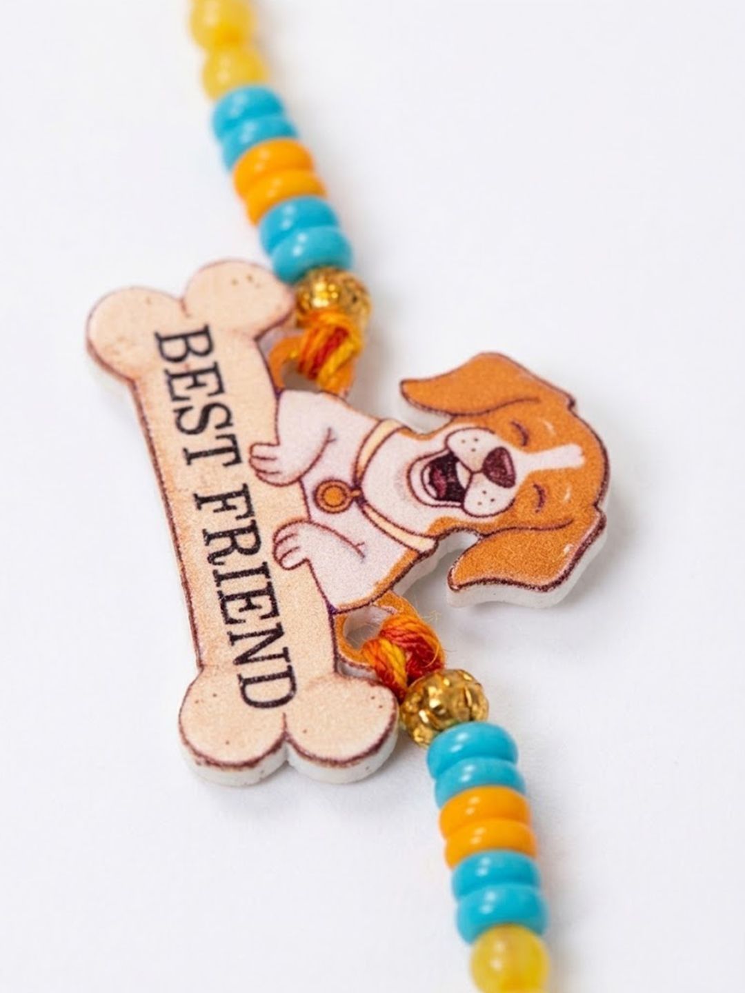 Anouk Stylish Artificial Beads Kids Thread Rakhi With Roli Chawal Chandan Mishri-picture-10