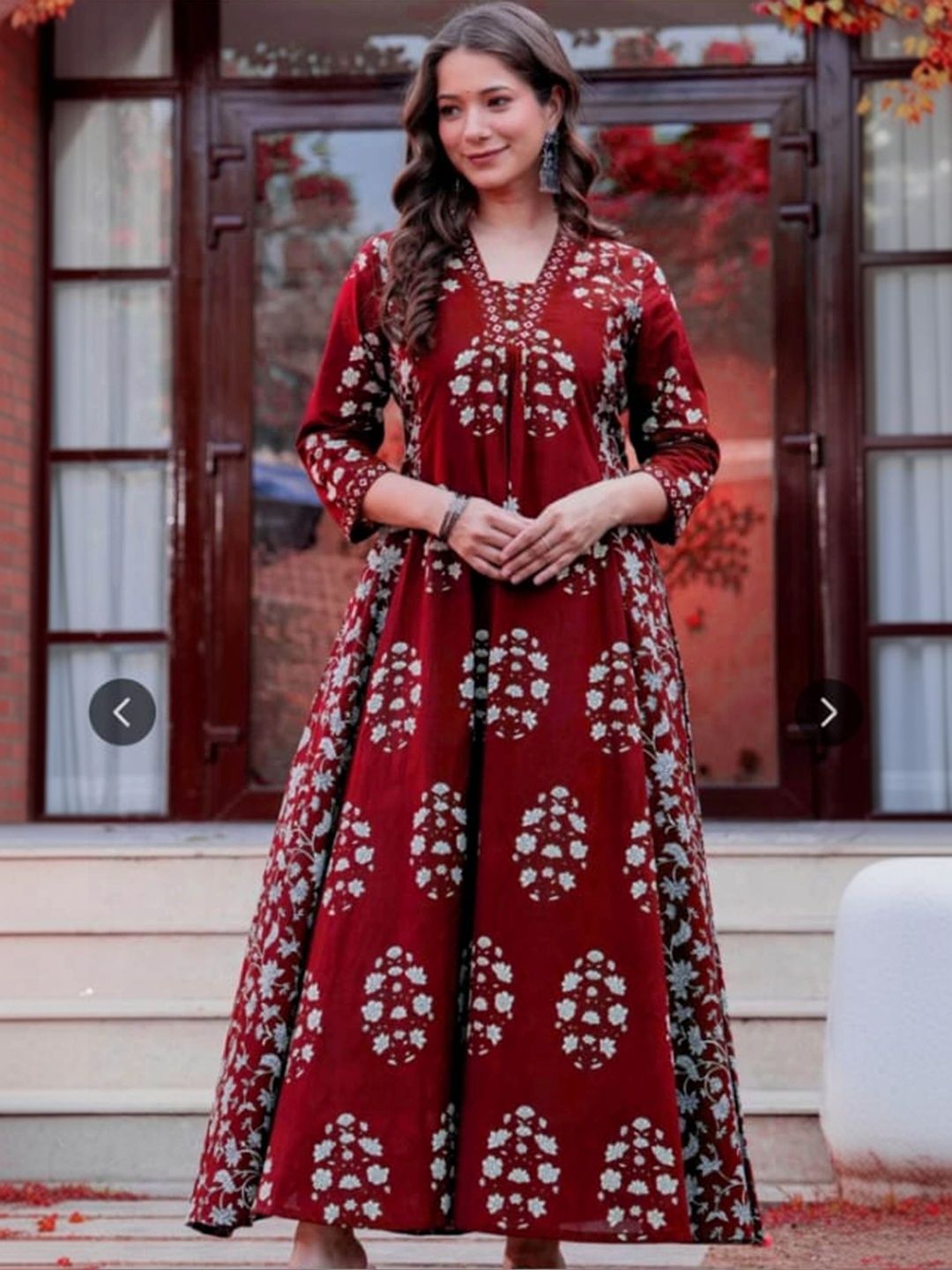 KALINI Women Floral Printed Indie Florals Anarkali Kurta-picture-50
