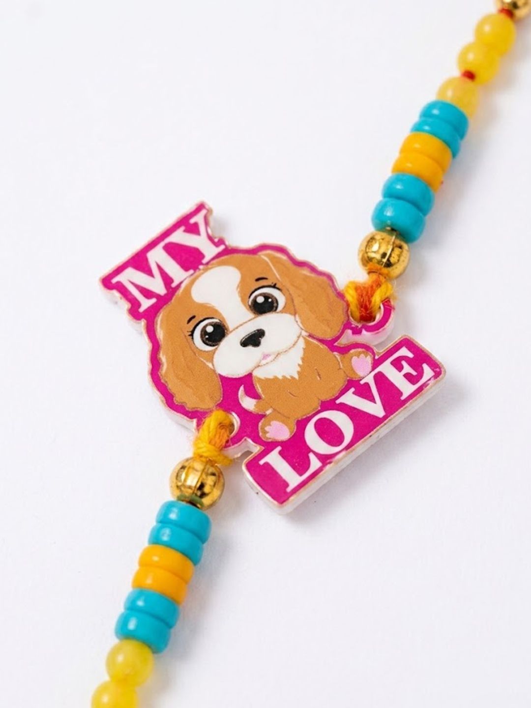 Anouk Stylish Artificial Beads Kids Thread Rakhi With Roli Chawal Chandan Mishri-picture-33