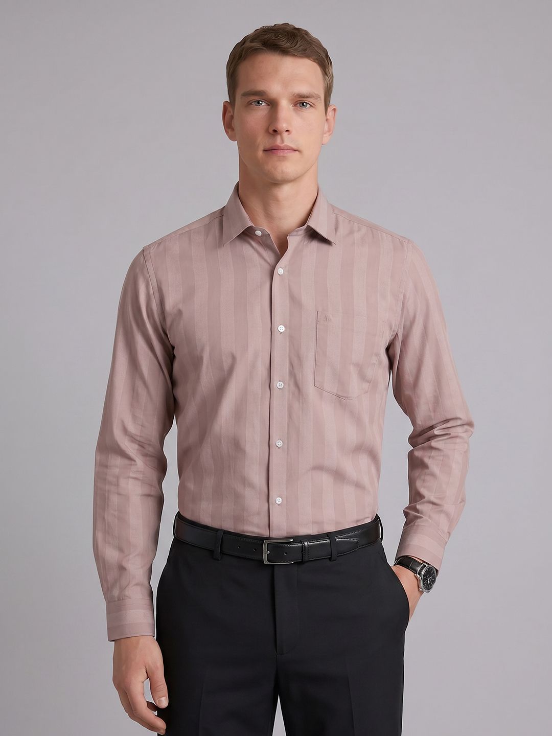 Arrow Striped Pure Cotton Formal Shirt-picture-56
