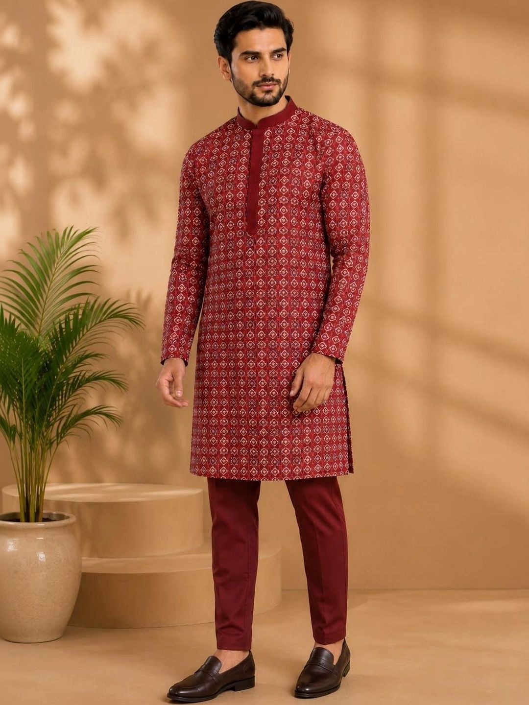 TRENDS OF ETHNIC Men Geometric Printed Kurta-picture-14