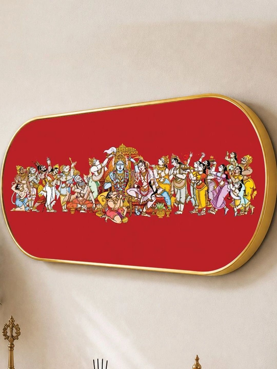 Art Street Red & Gold-Toned Single Piece MDF Wall Paintings-image-17