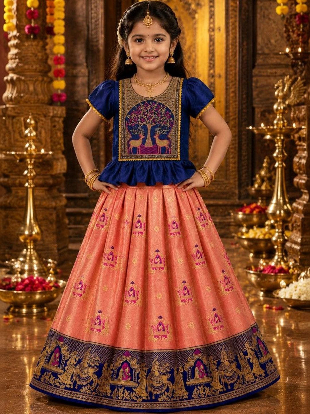 Ethzy Girls Embroidered Ready to Wear Lehenga &-picture-15