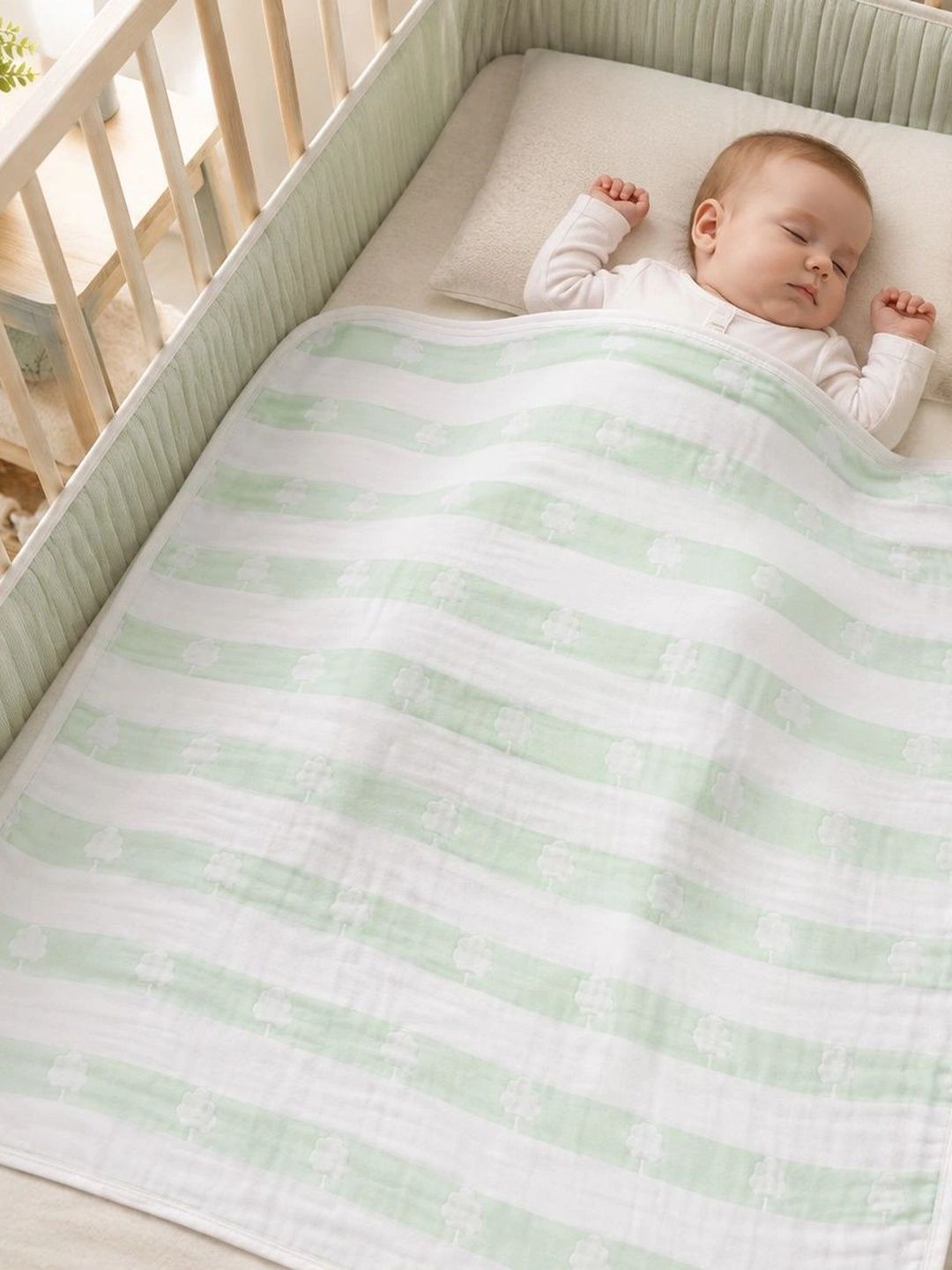 Teri Beri White Striped AC Room 300 GSM Blanket-picture-34