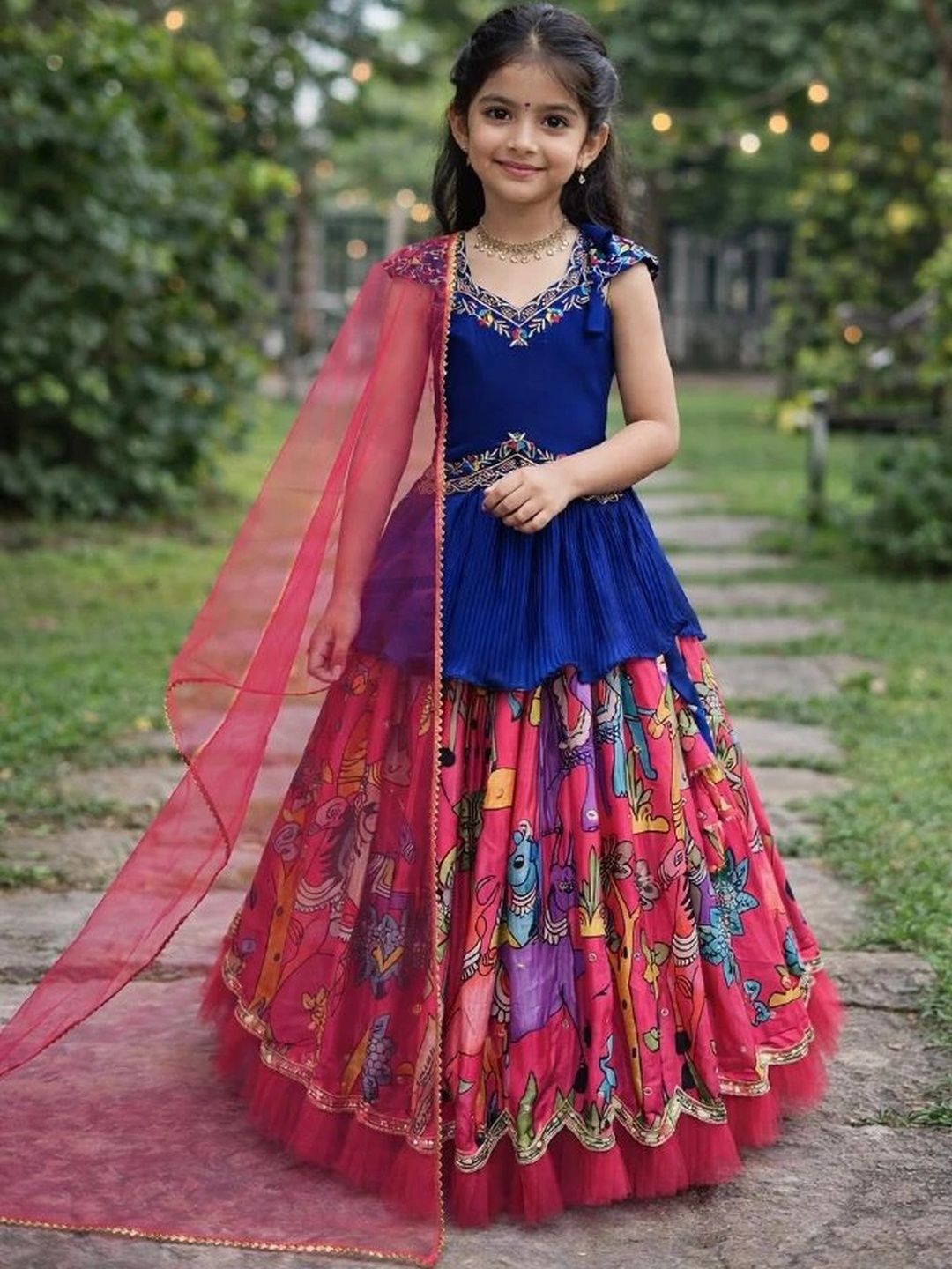 QUEENVASTRA Girls Embroidered Thread Work Ready to Wear Lehenga & Blouse With Dupatta-picture-18