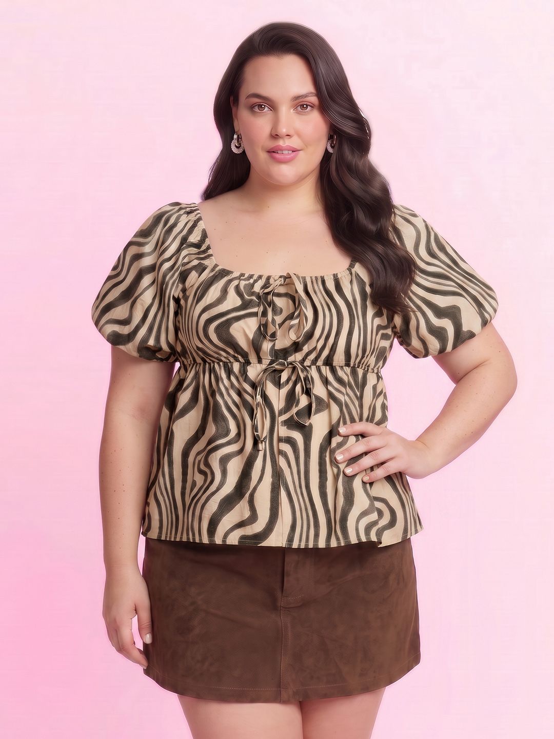 DressBerry Curve Plus Size Animal Printed A-Line Top-picture-15