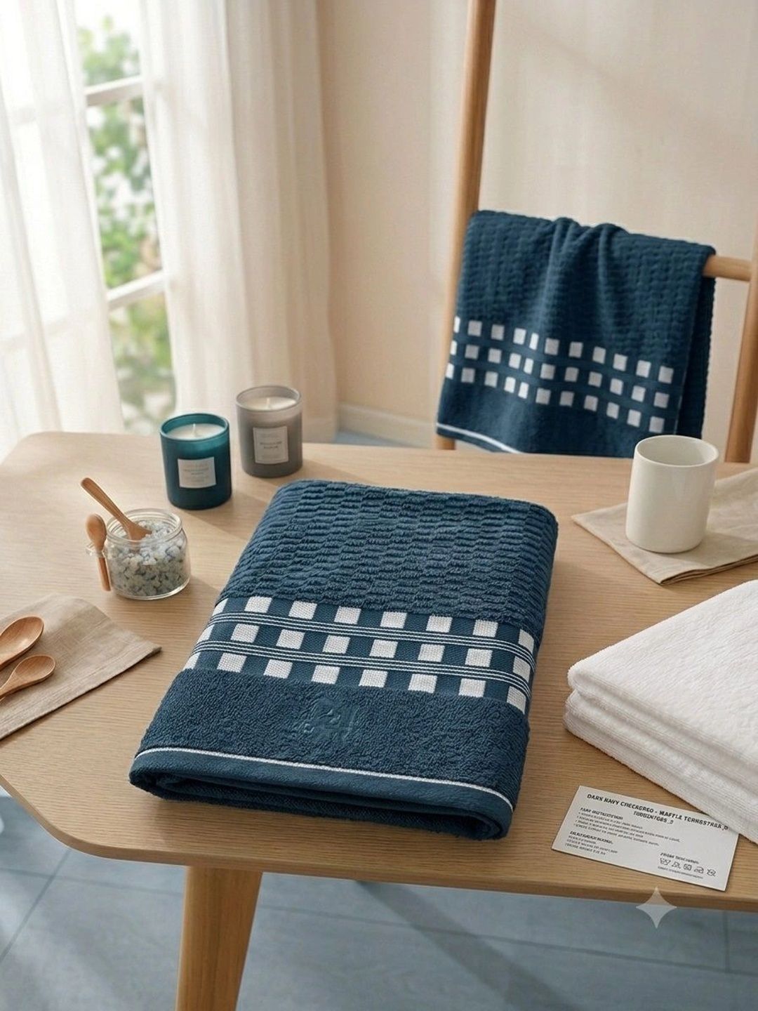 Satisfyn Turquoise Blue 1 Printed Cotton 450 GSM Bath Towel-image-24
